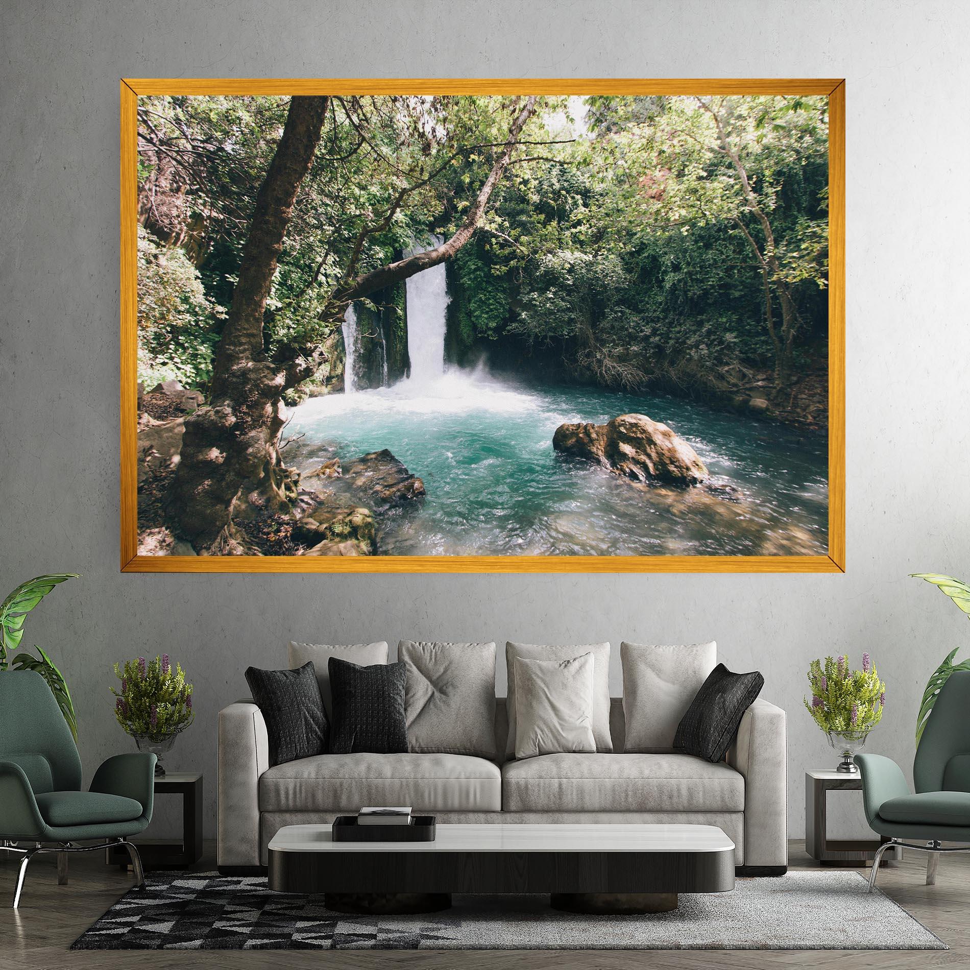 Leinwandbild Beautiful Blue Waterfall mockup 7