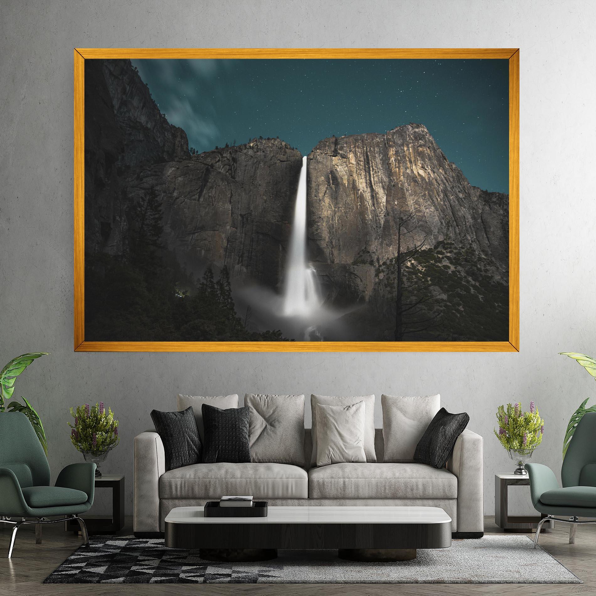 Leinwandbild Dark Blue Sky Waterfall mockup 7