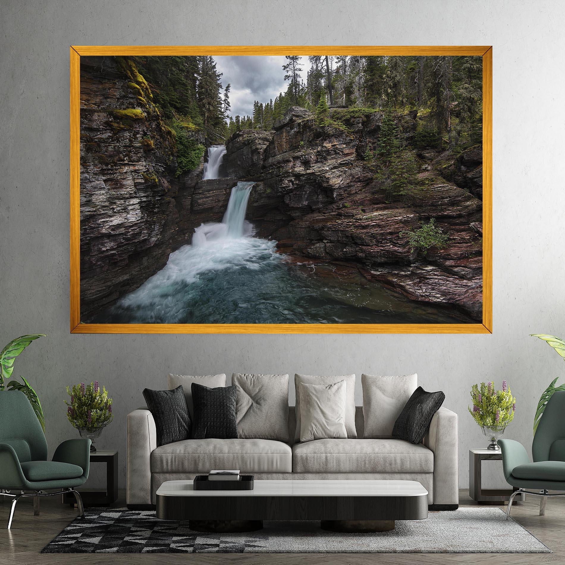 Leinwandbild Majestic Forest Waterfall mockup 7