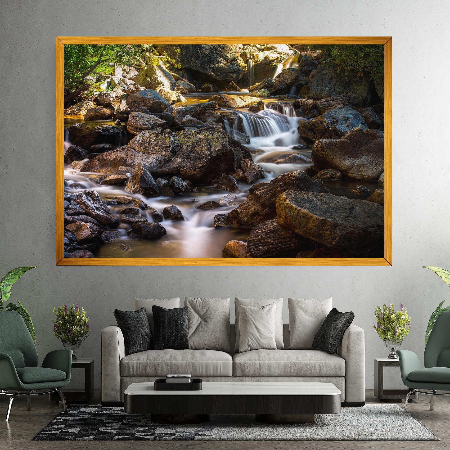 Leinwandbild Nature Rocks Waterfall mockup 7