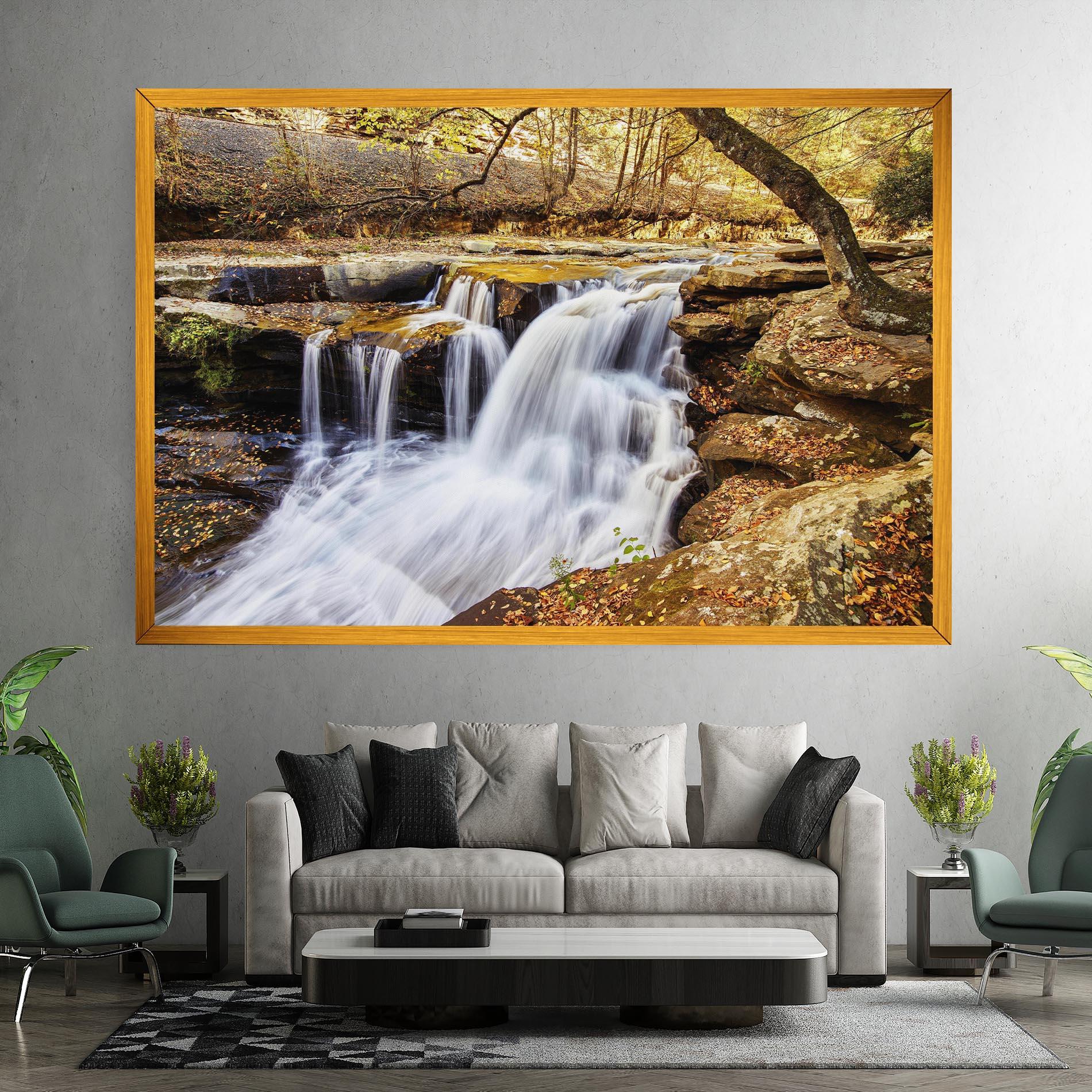 Leinwandbild Pretty Autumn Waterfall mockup 7