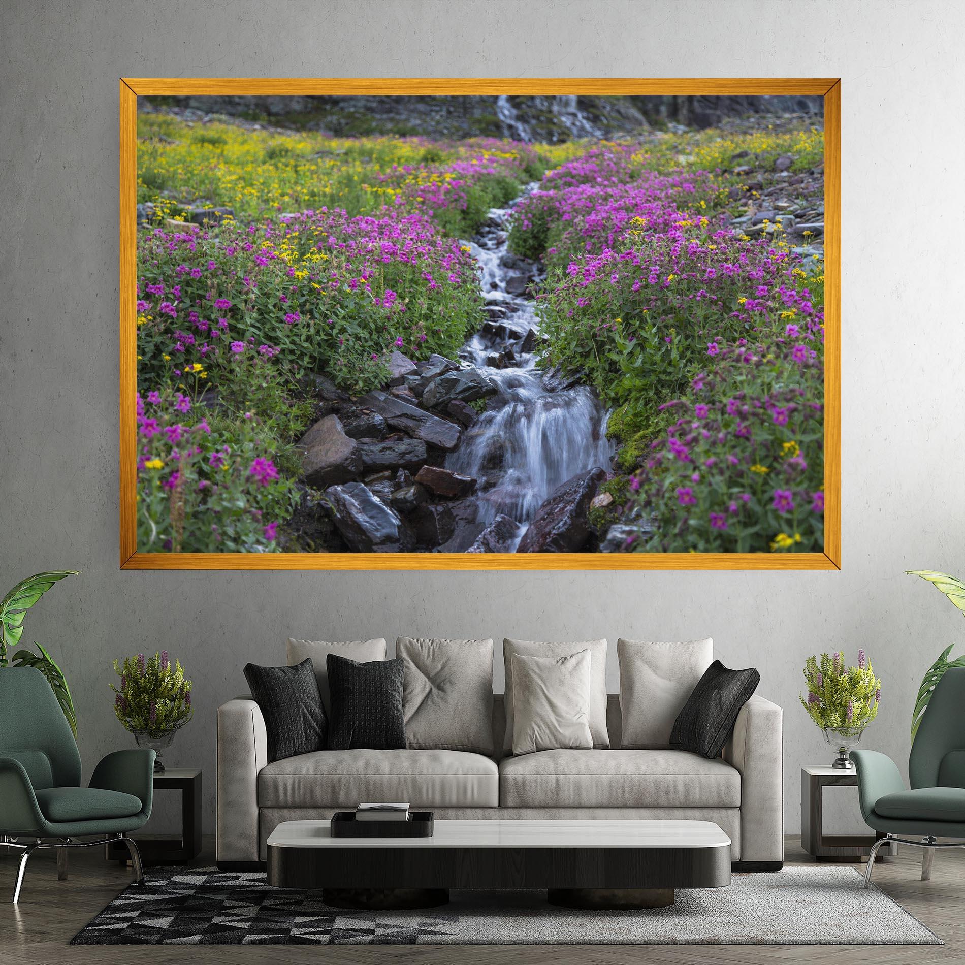 Leinwandbild Purple Field Waterfall mockup 7