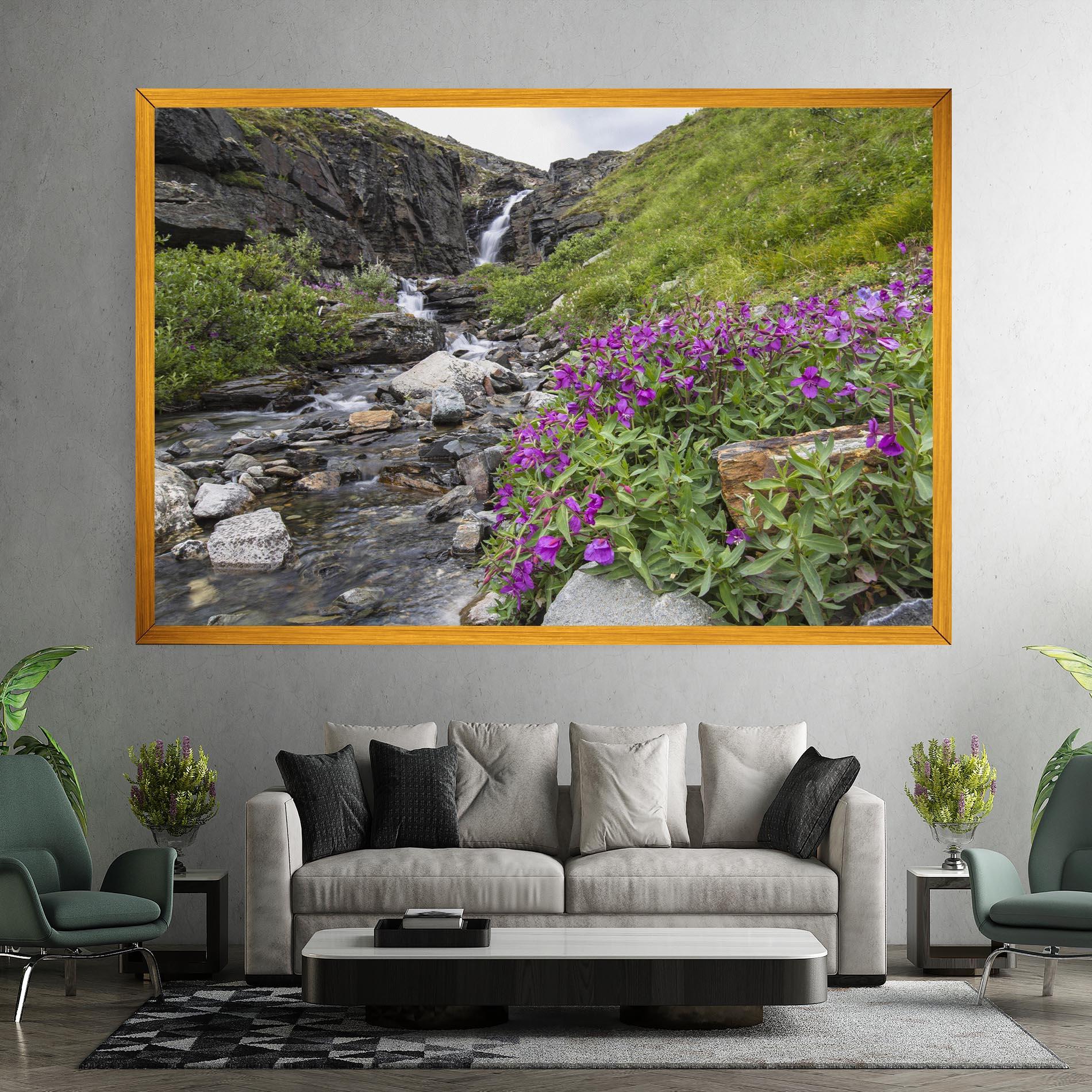 Leinwandbild Purple Flowers Waterfall mockup 7
