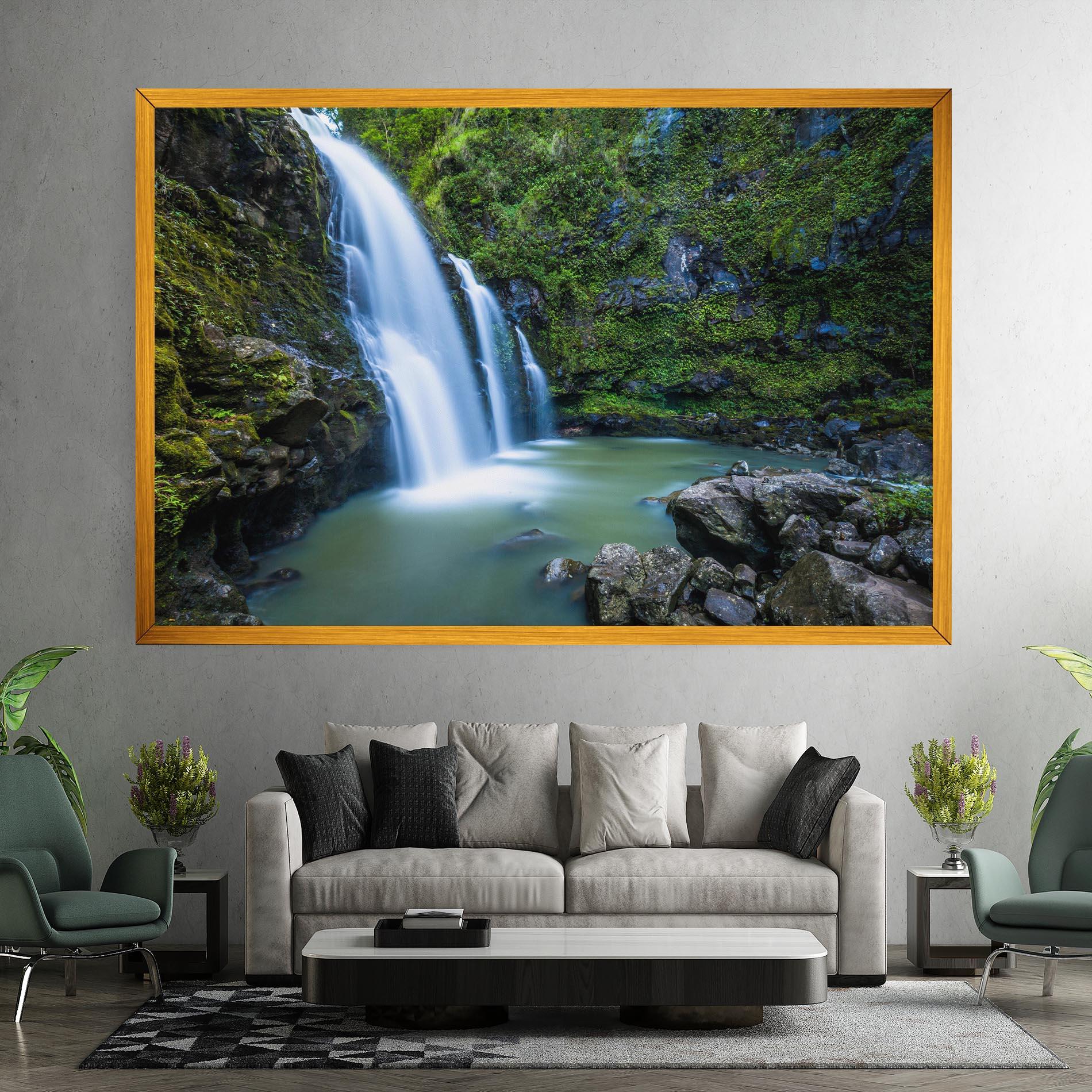 Leinwandbild Swimming In Waterfall mockup 7
