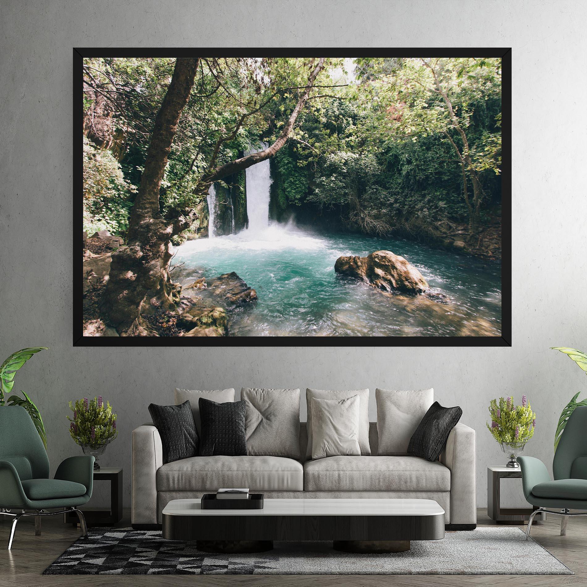 Leinwandbild Beautiful Blue Waterfall mockup 7
