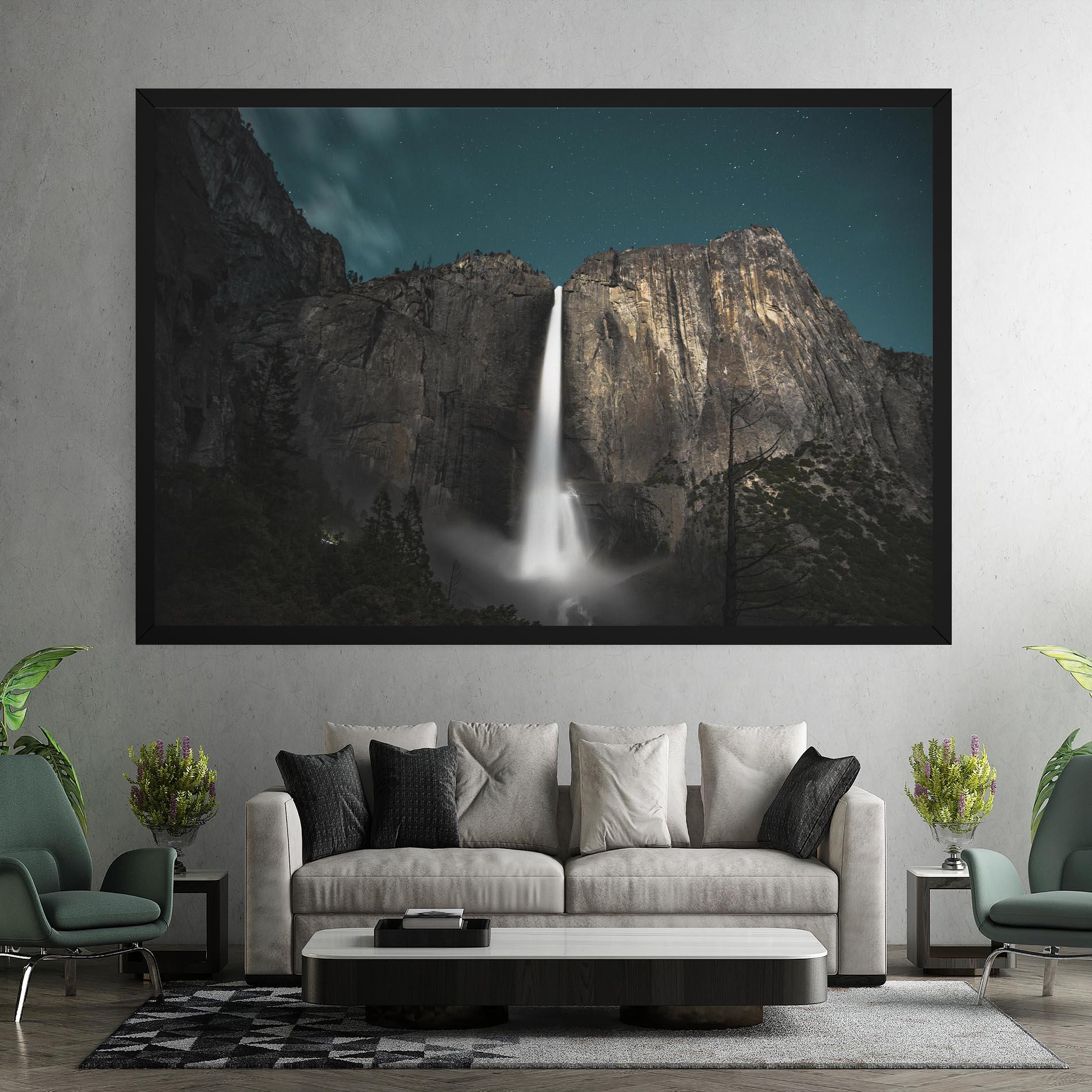 Leinwandbild Dark Blue Sky Waterfall mockup 7