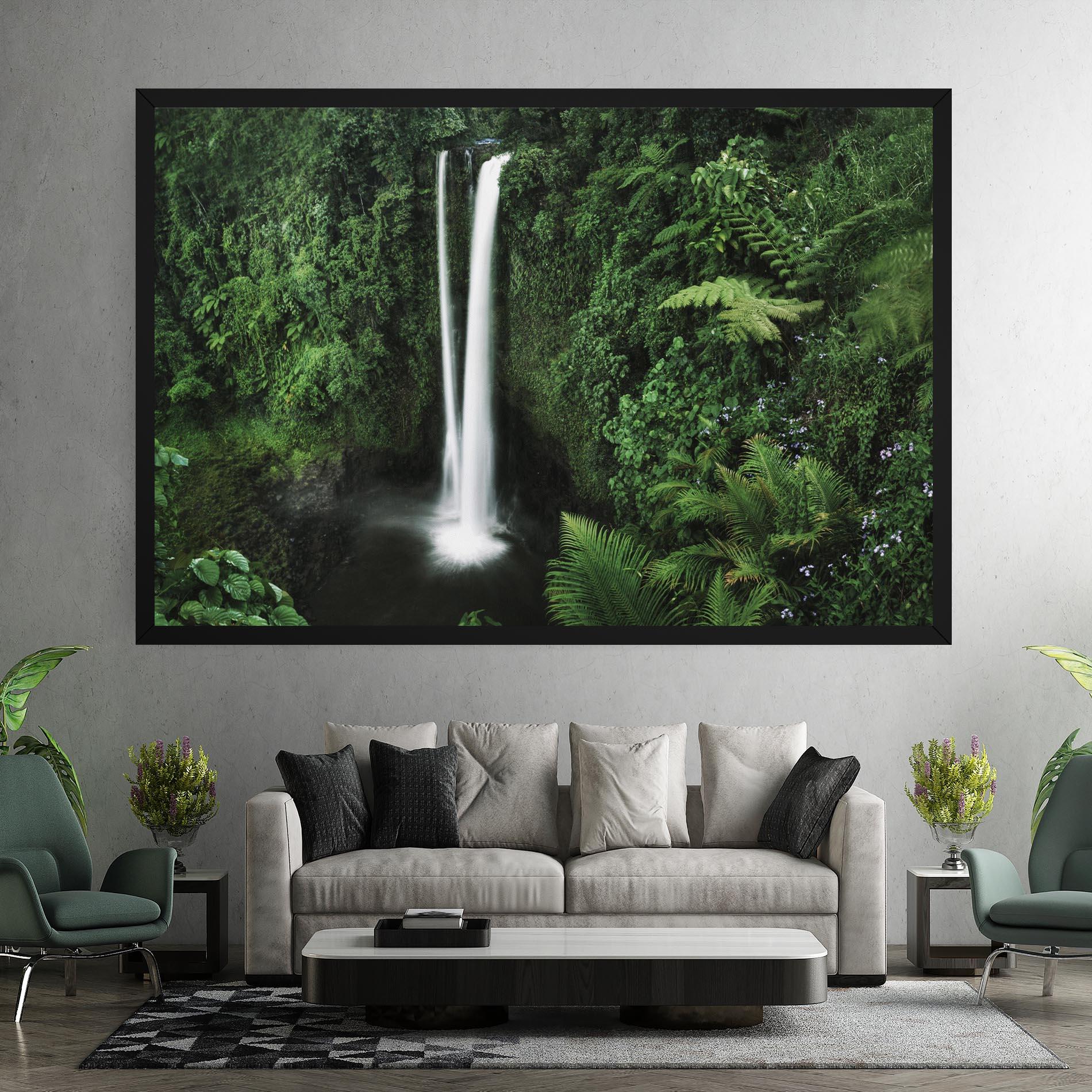 Leinwandbild Green Nature Waterfall mockup 7