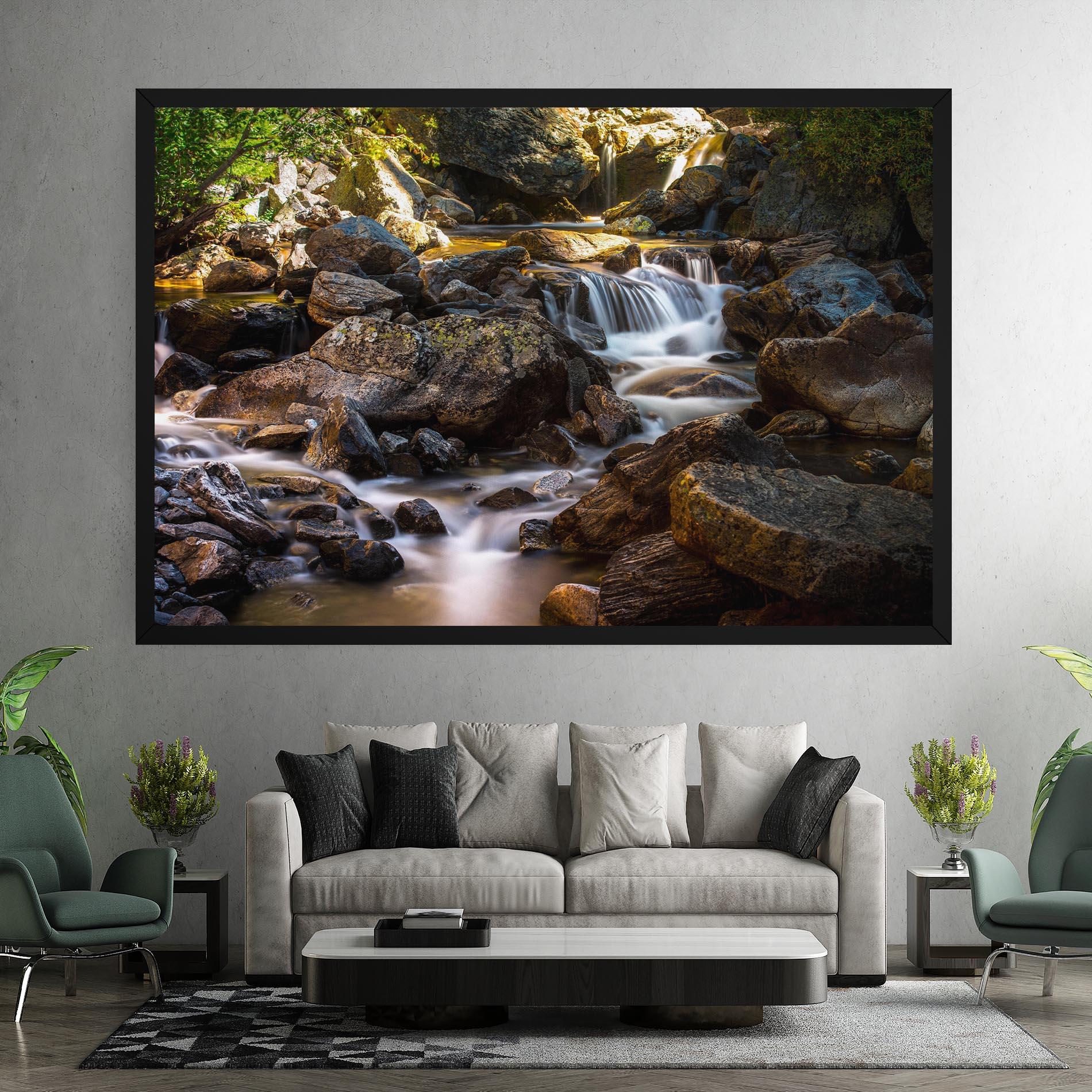 Leinwandbild Nature Rocks Waterfall mockup 7