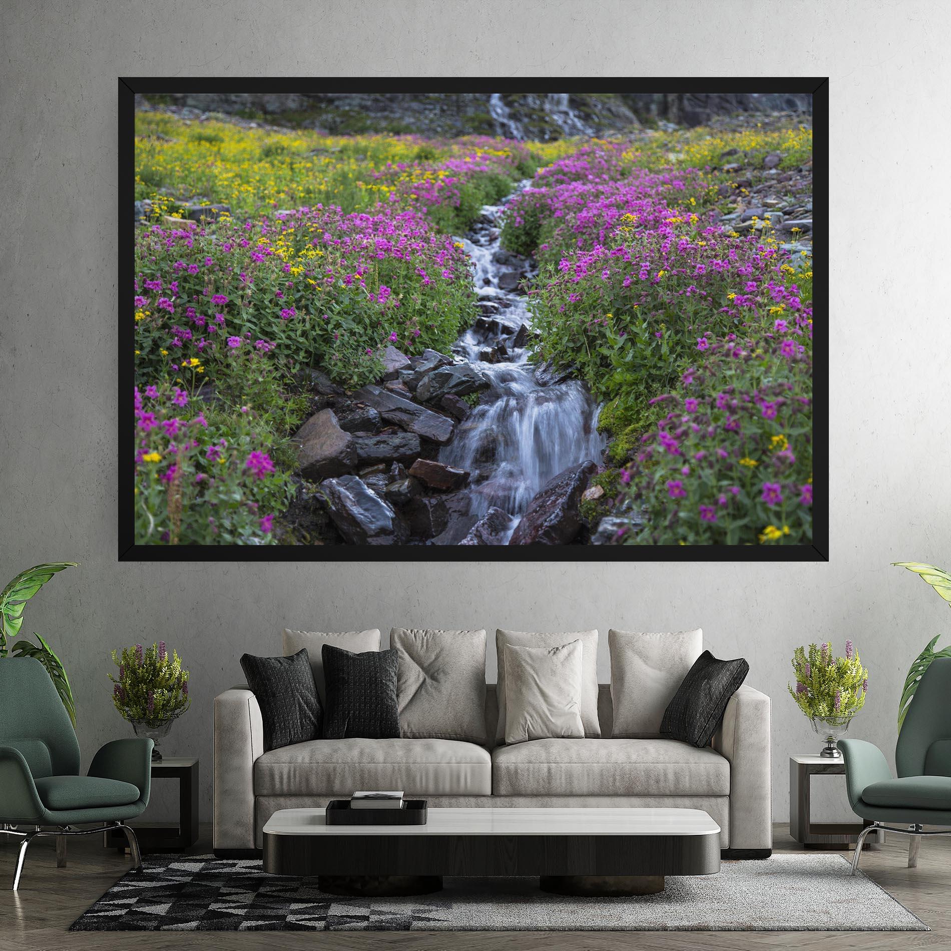 Leinwandbild Purple Field Waterfall mockup 7