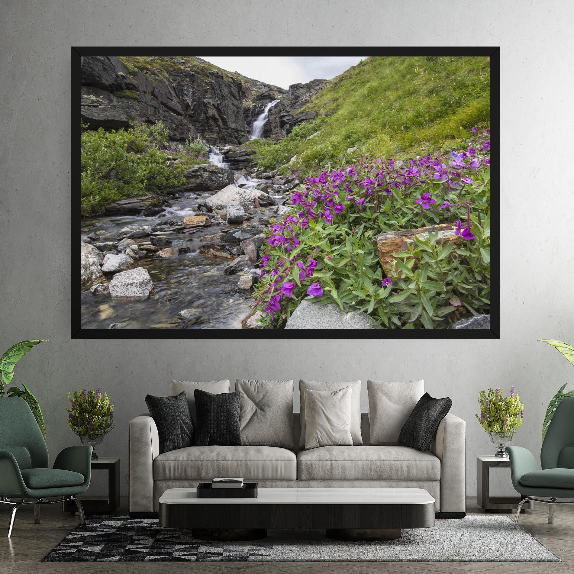 Leinwandbild Purple Flowers Waterfall mockup 7