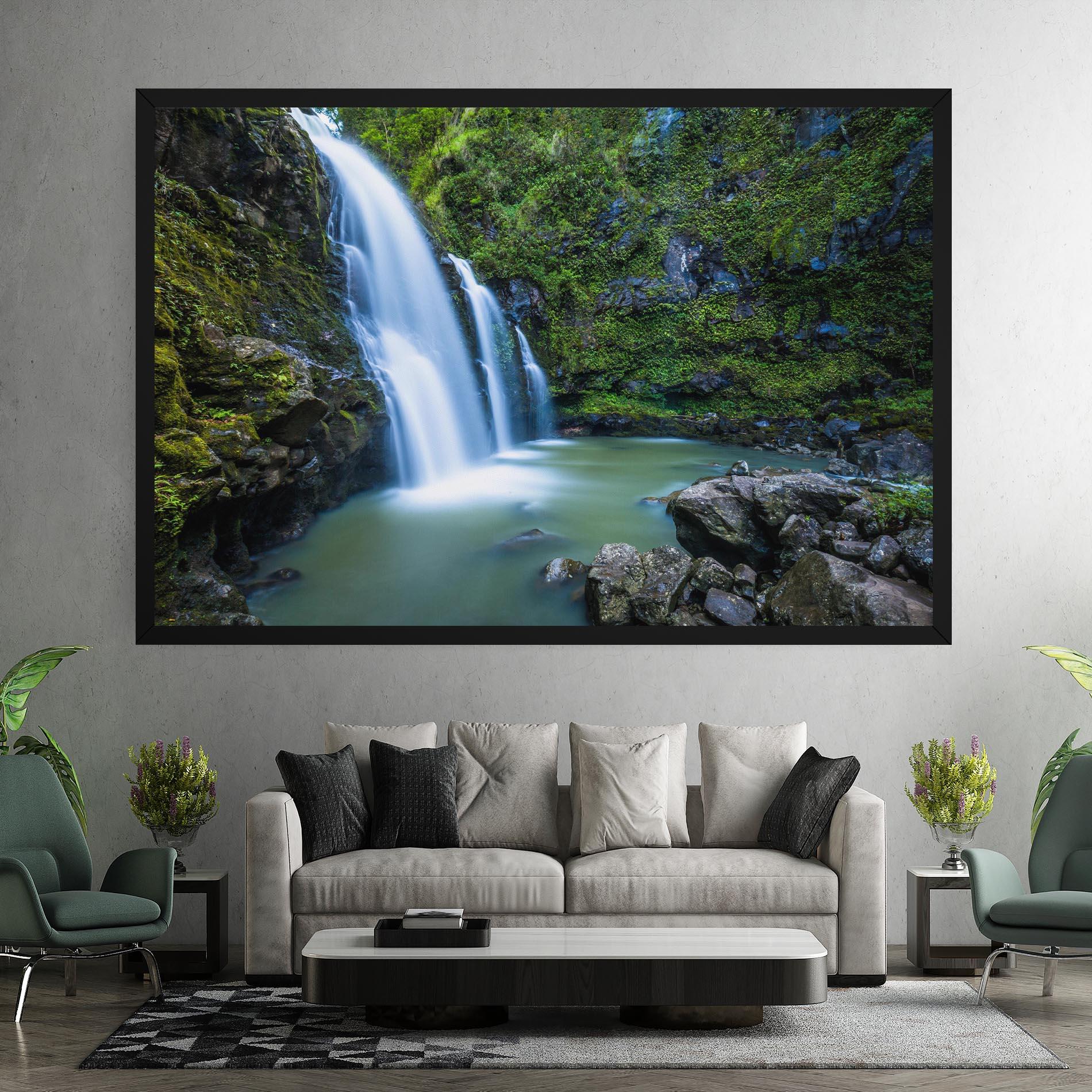 Leinwandbild Swimming In Waterfall mockup 7