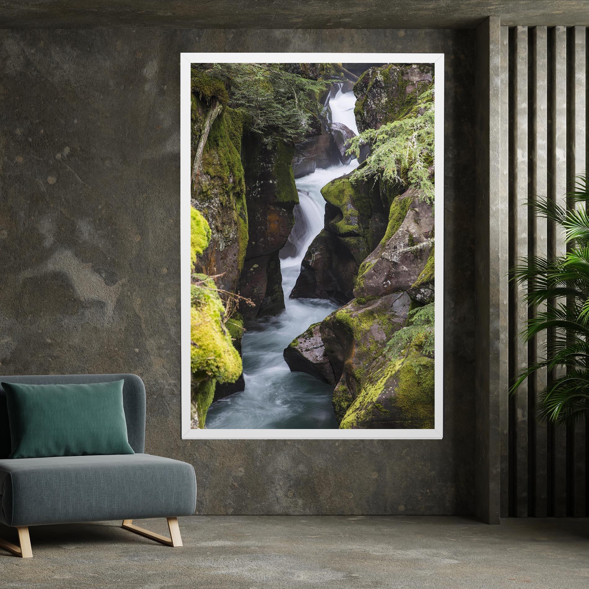 Leinwandbild Water Falling Forest mockup 7