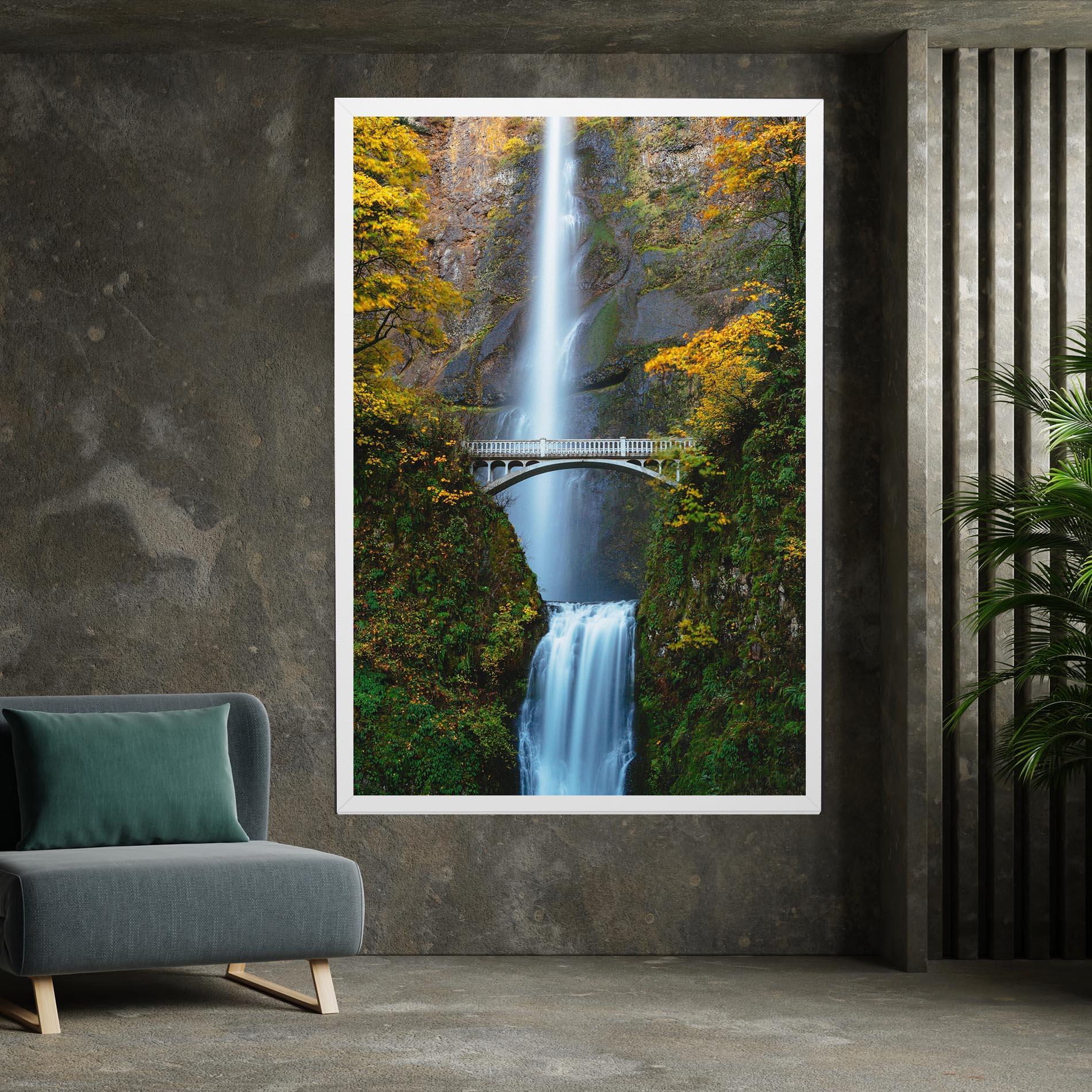 Leinwandbild Yellow Leaves Bridge mockup 7