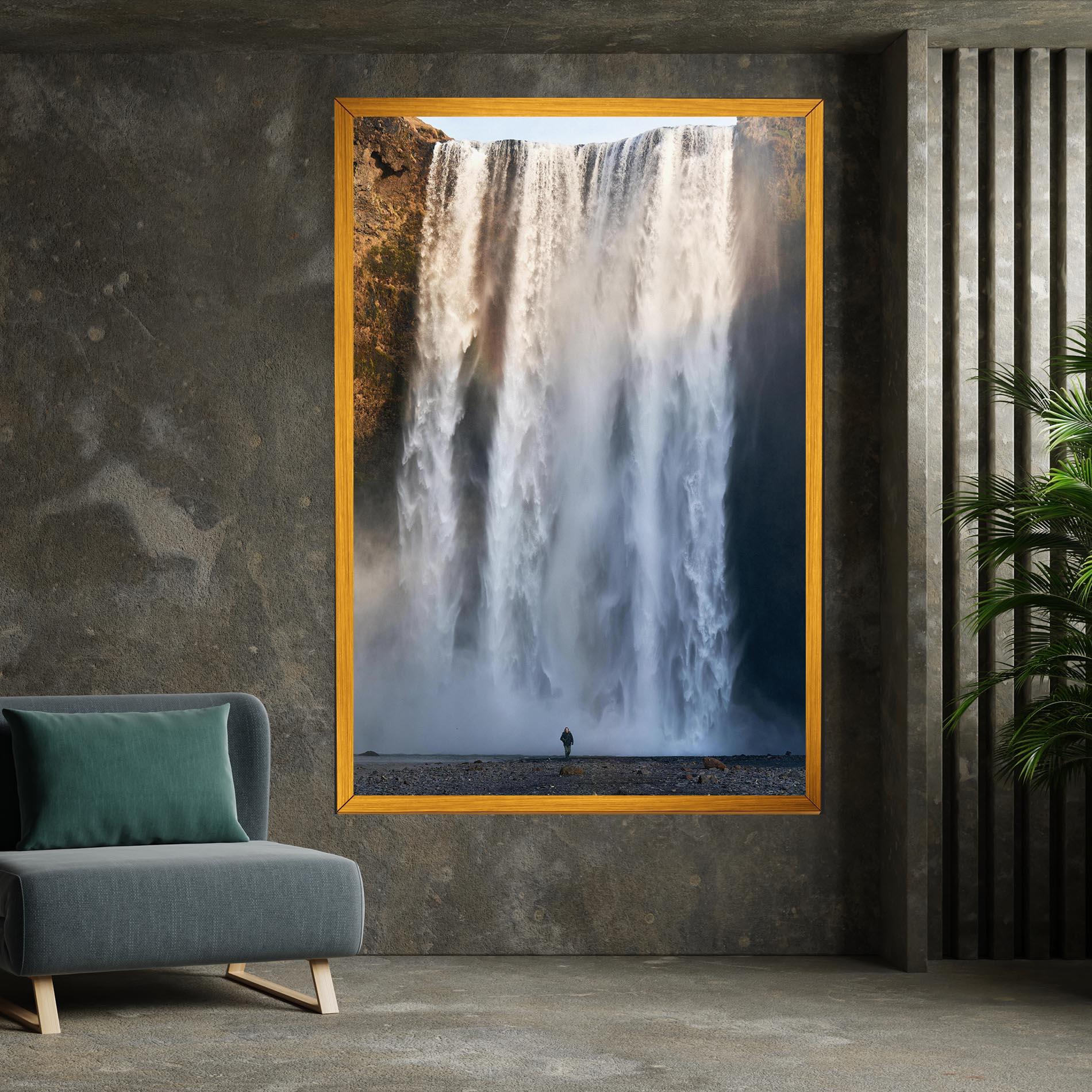 Leinwandbild Small Man Waterfall mockup 7