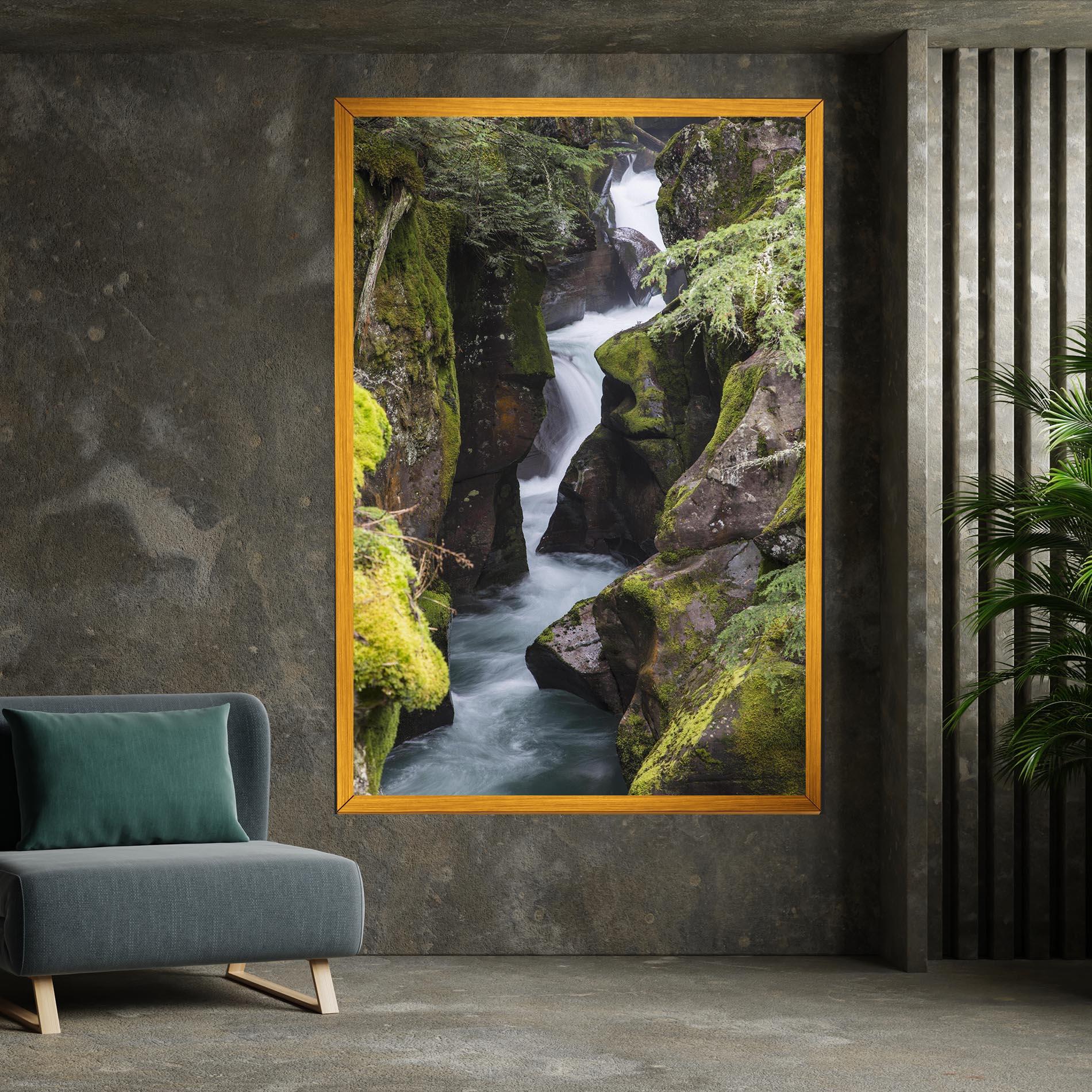 Leinwandbild Water Falling Forest mockup 7