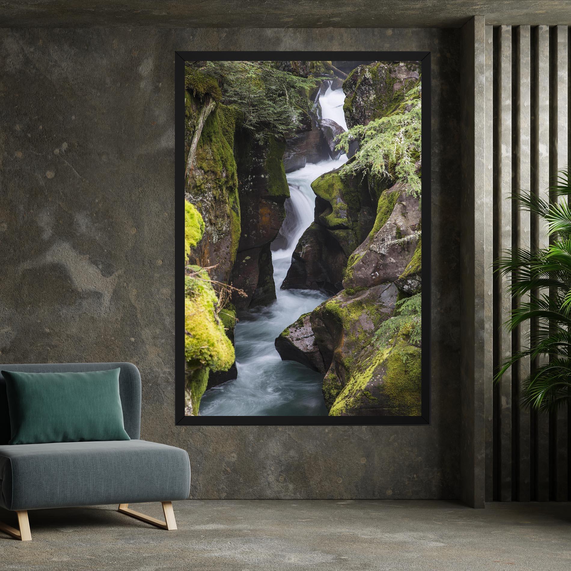 Leinwandbild Water Falling Forest mockup 7