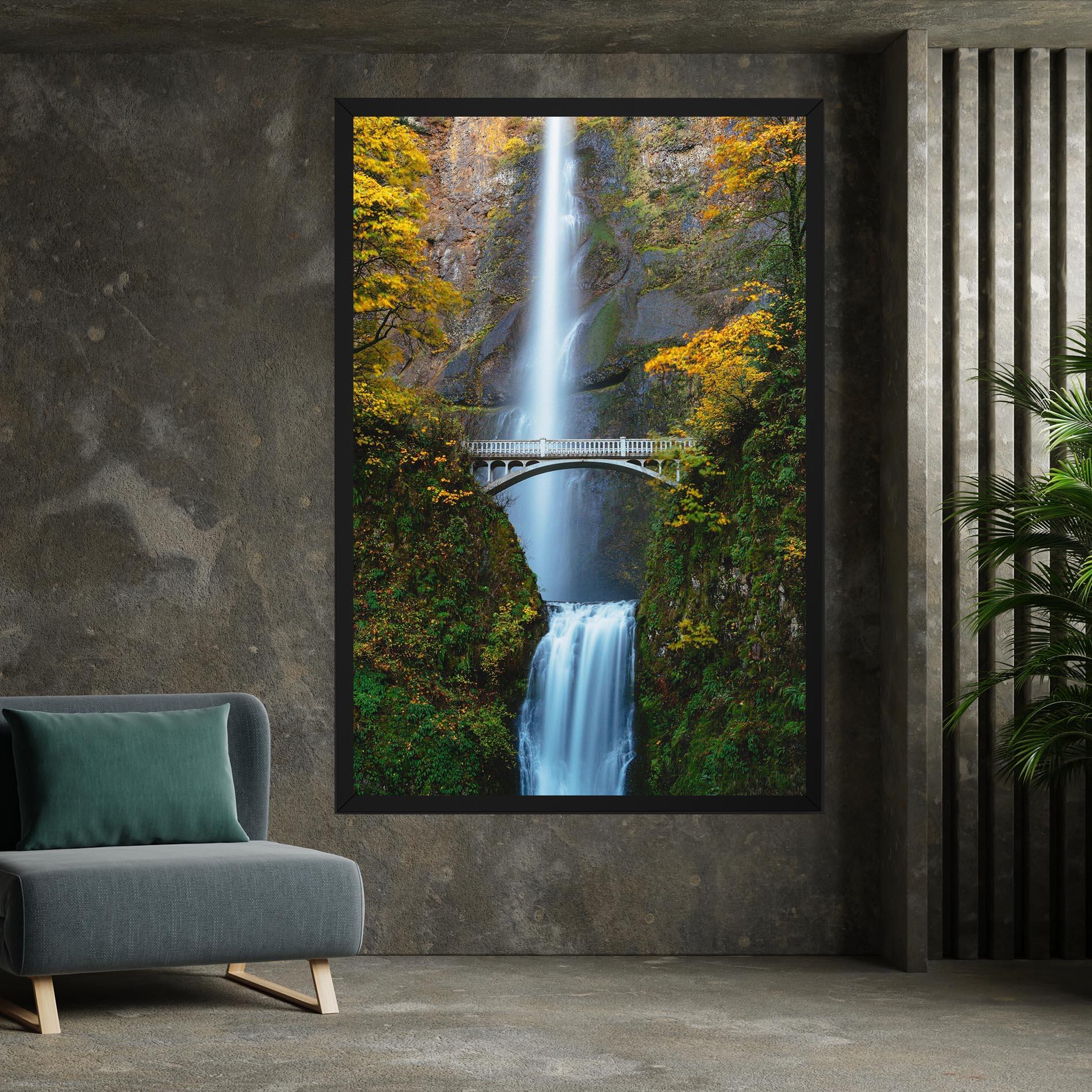 Leinwandbild Yellow Leaves Bridge mockup 7