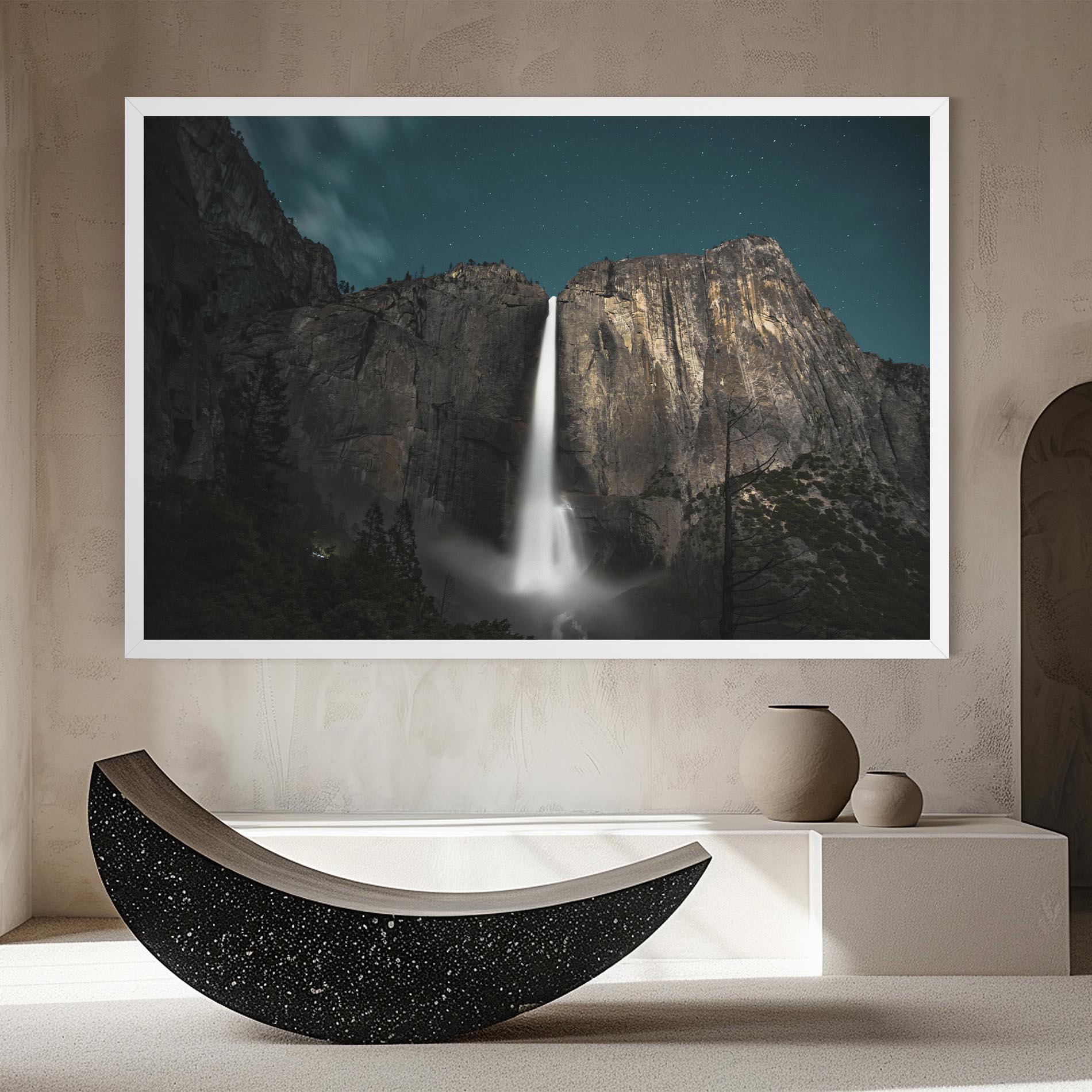 Leinwandbild Dark Blue Sky Waterfall mockup 8
