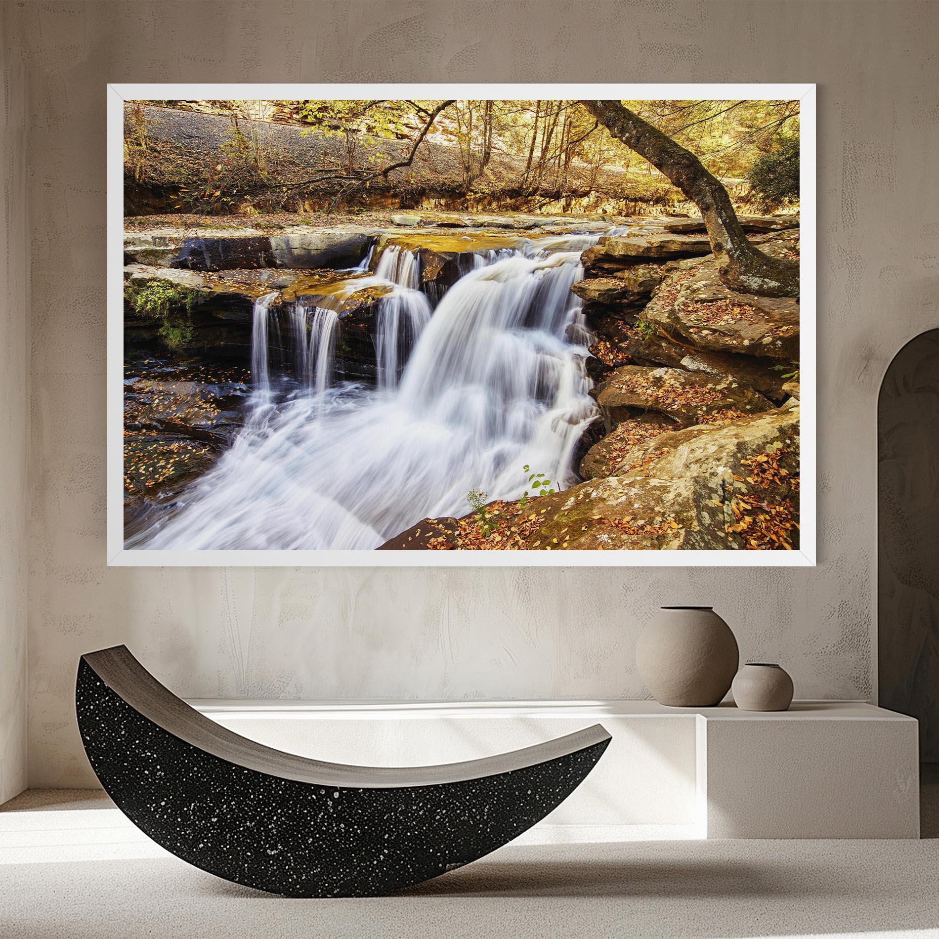 Leinwandbild Pretty Autumn Waterfall mockup 8