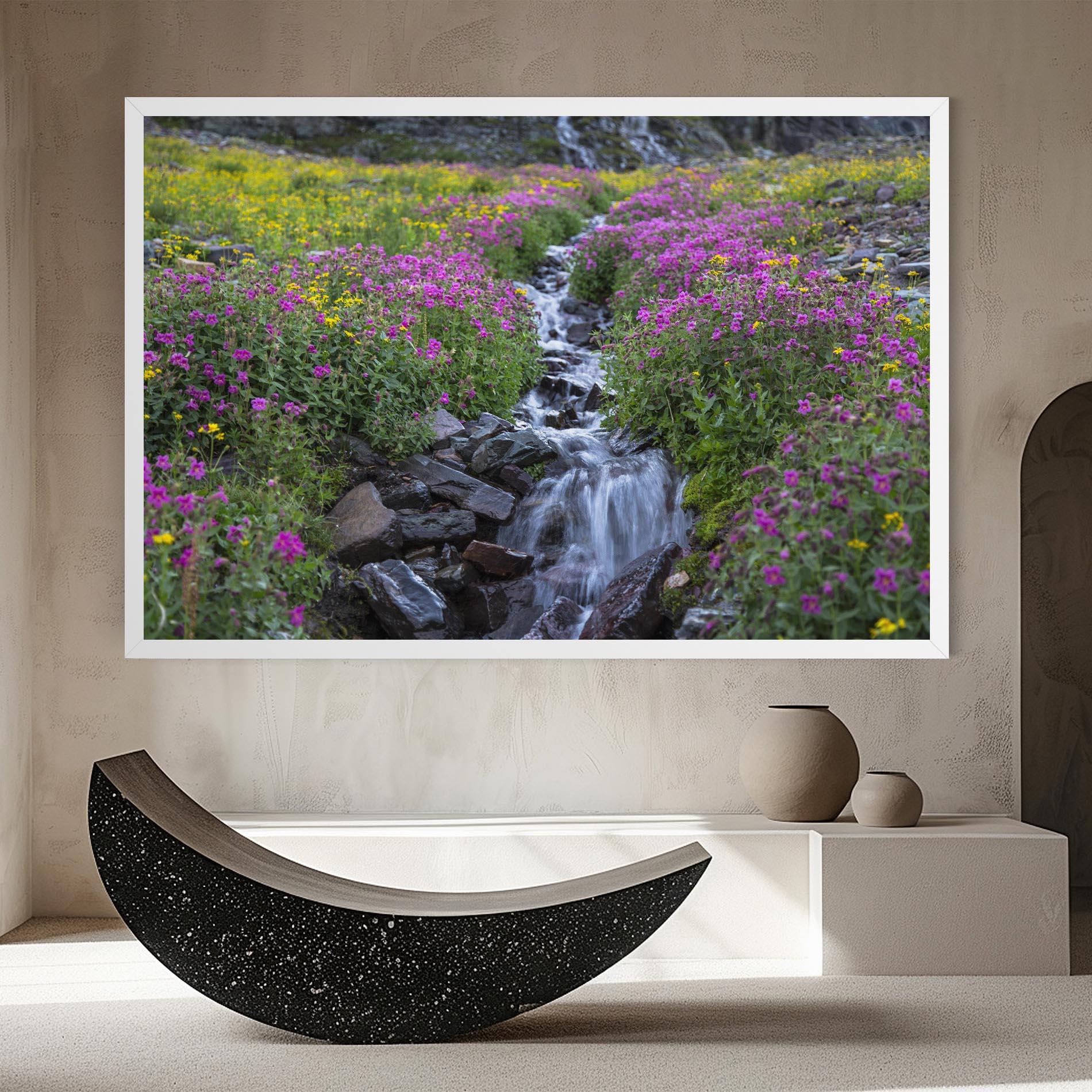 Leinwandbild Purple Field Waterfall mockup 8