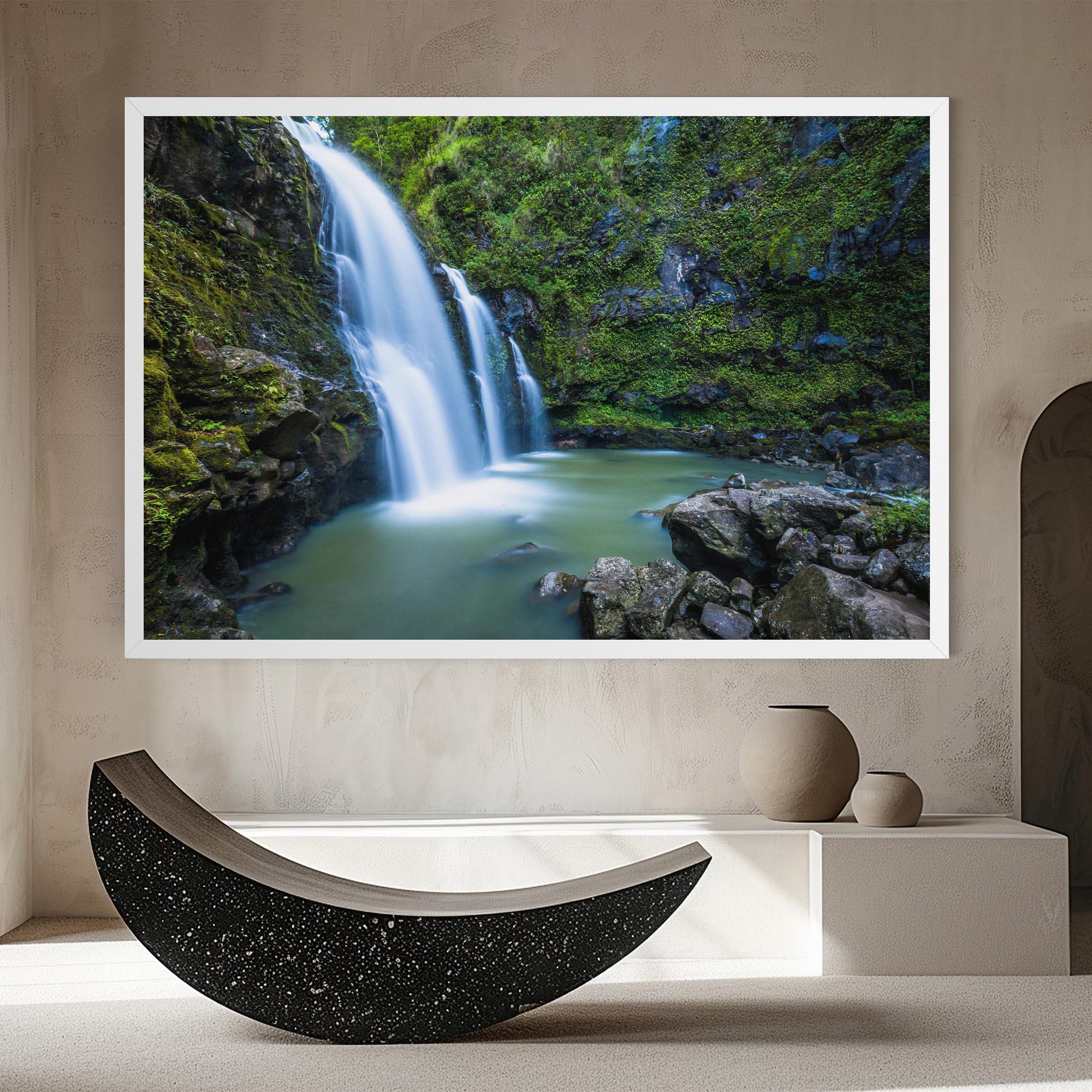 Leinwandbild Swimming In Waterfall mockup 8