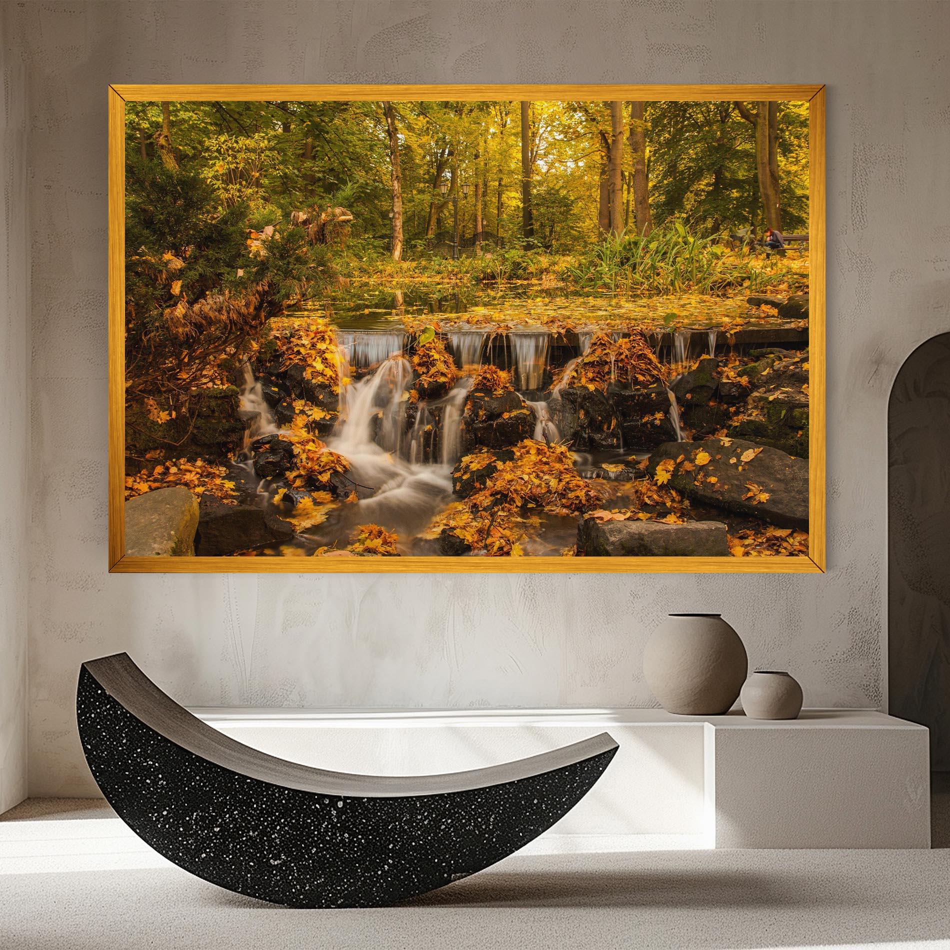 Leinwandbild Autumn Pretty Waterfall mockup 8
