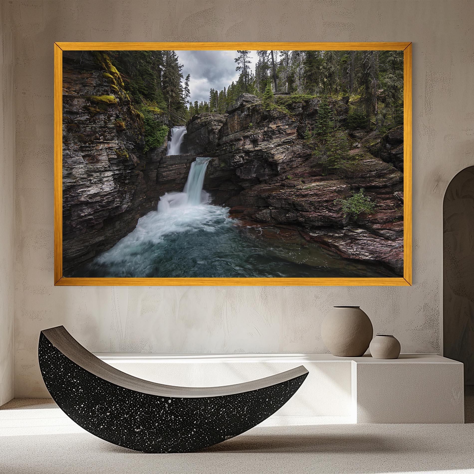 Leinwandbild Majestic Forest Waterfall mockup 8