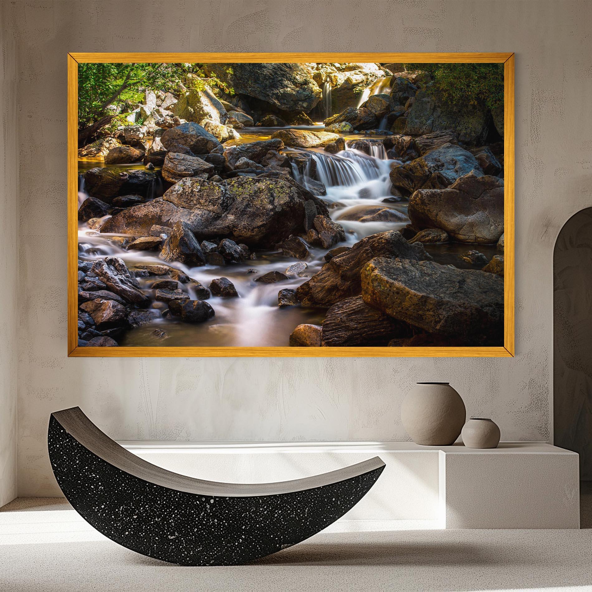 Leinwandbild Nature Rocks Waterfall mockup 8