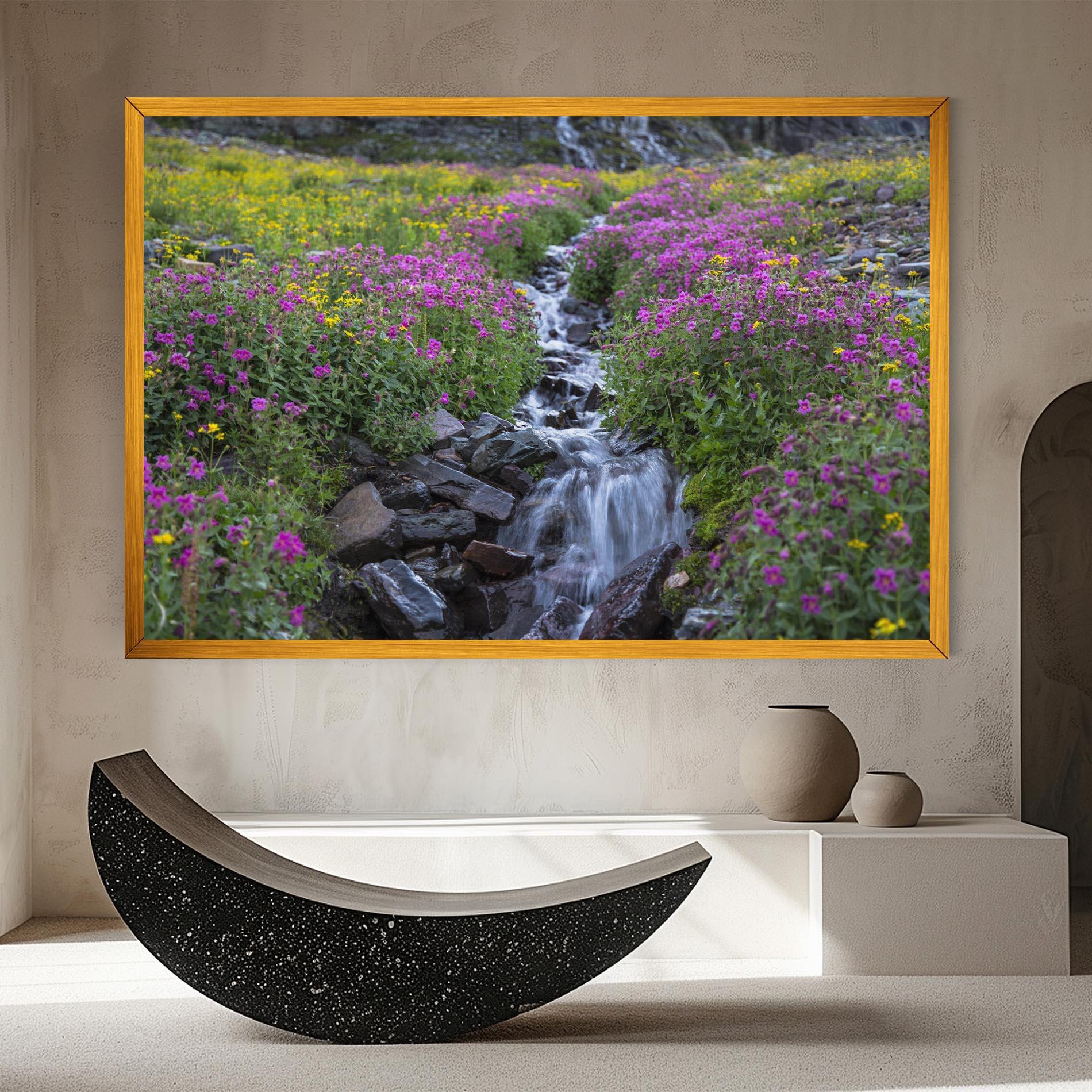 Leinwandbild Purple Field Waterfall mockup 8