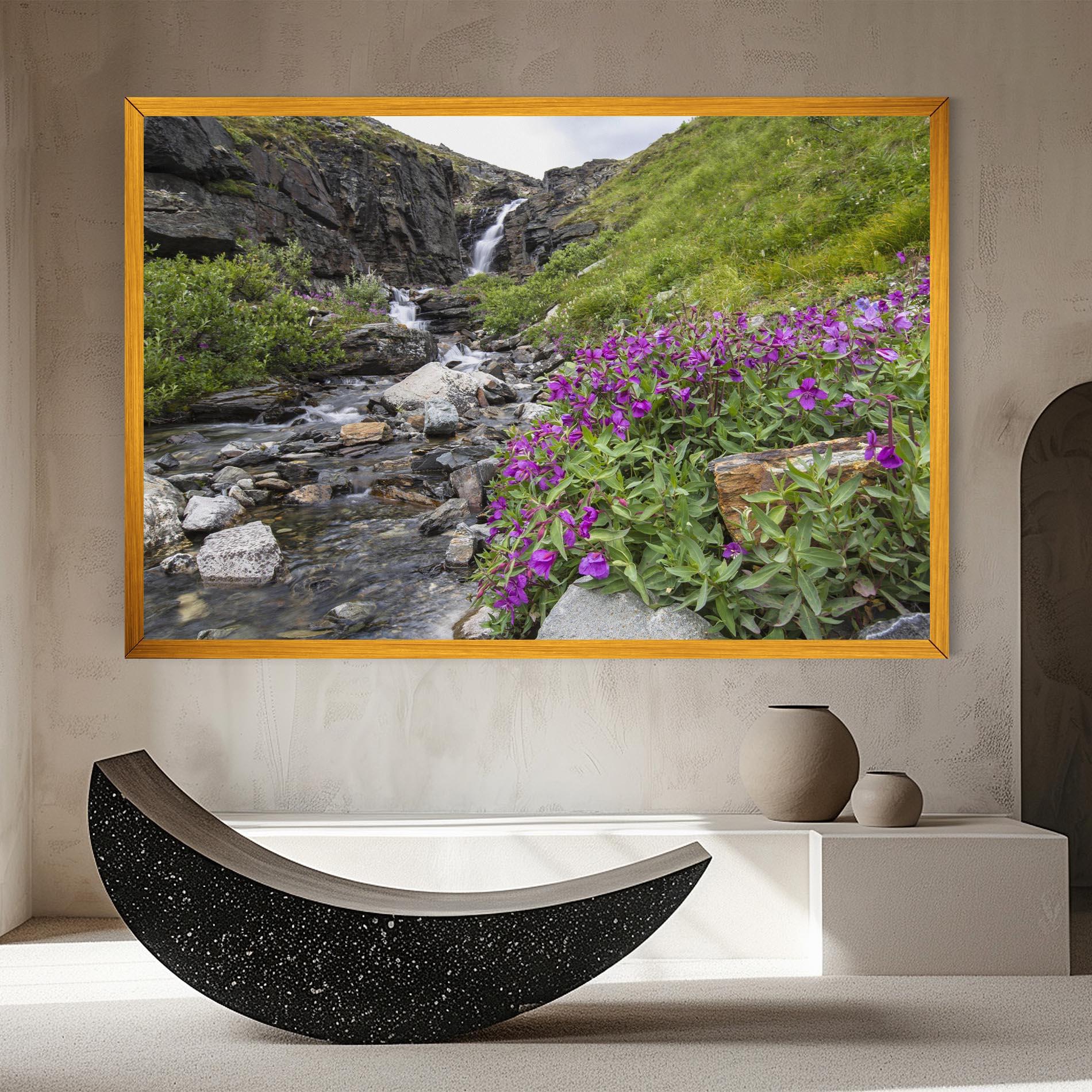 Leinwandbild Purple Flowers Waterfall mockup 8