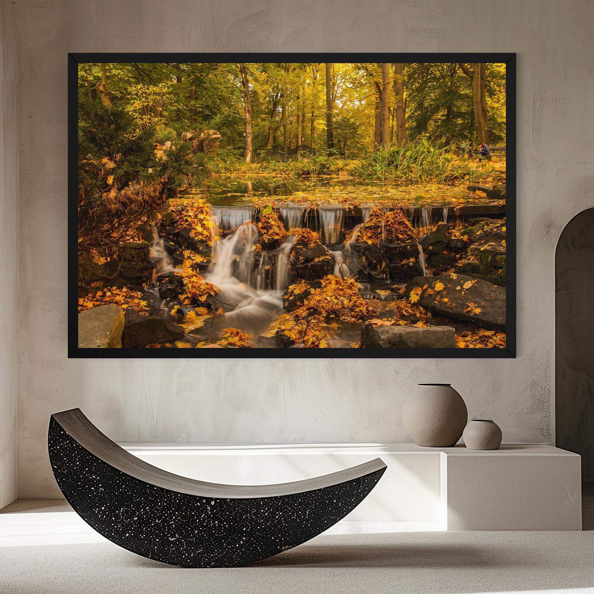 Leinwandbild Autumn Pretty Waterfall mockup 8