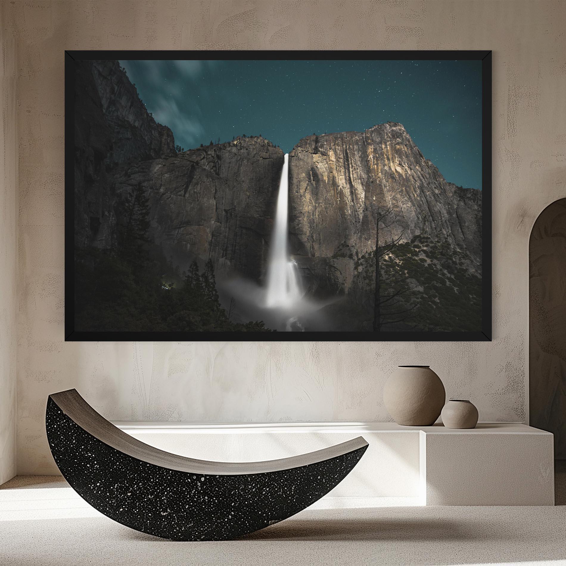 Leinwandbild Dark Blue Sky Waterfall mockup 8