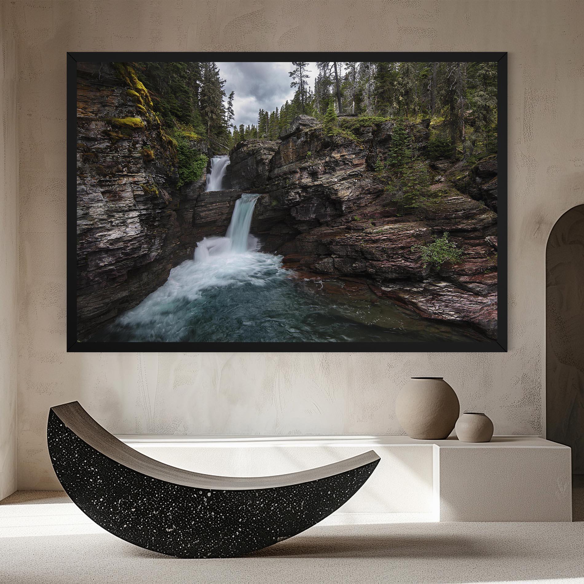 Leinwandbild Majestic Forest Waterfall mockup 8