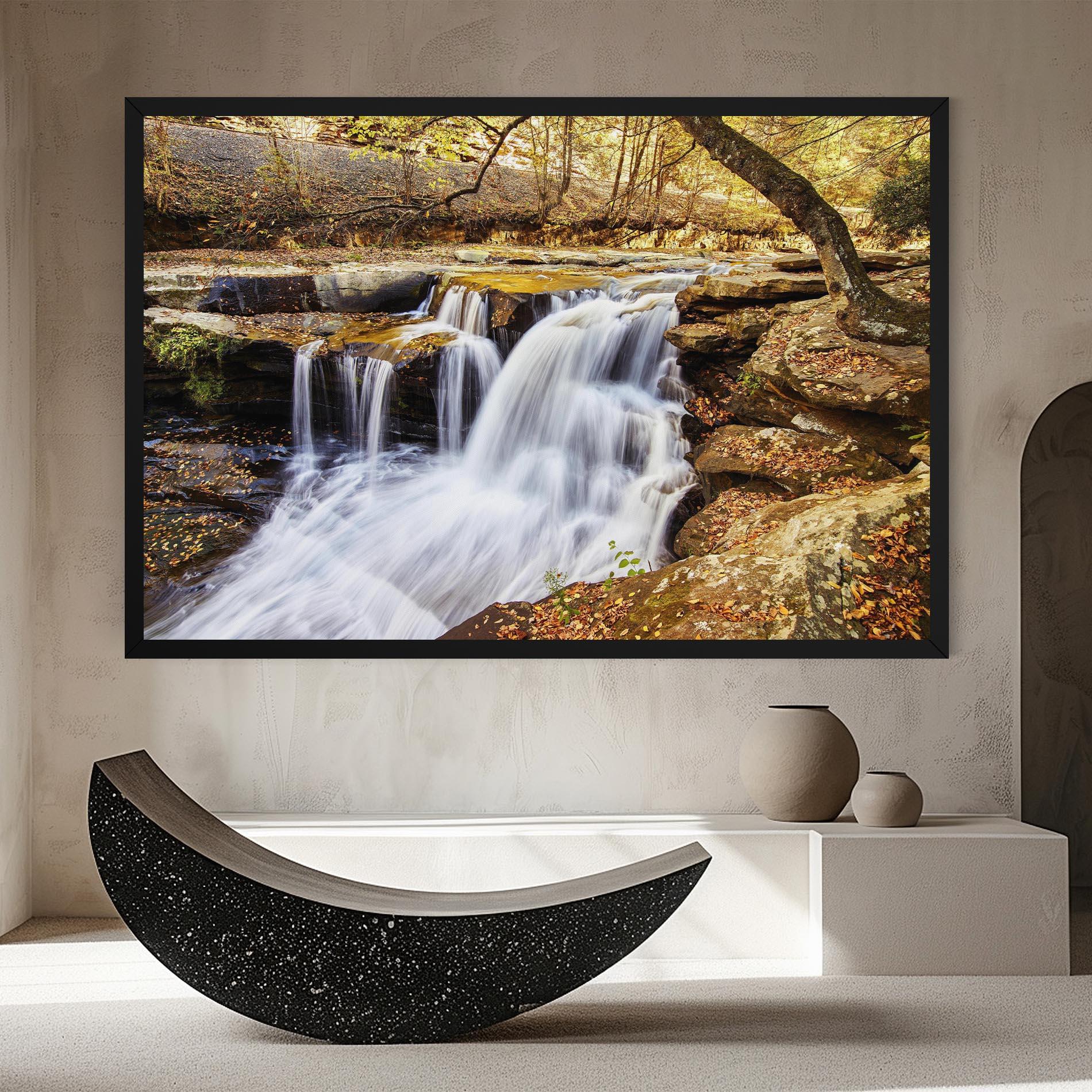 Leinwandbild Pretty Autumn Waterfall mockup 8