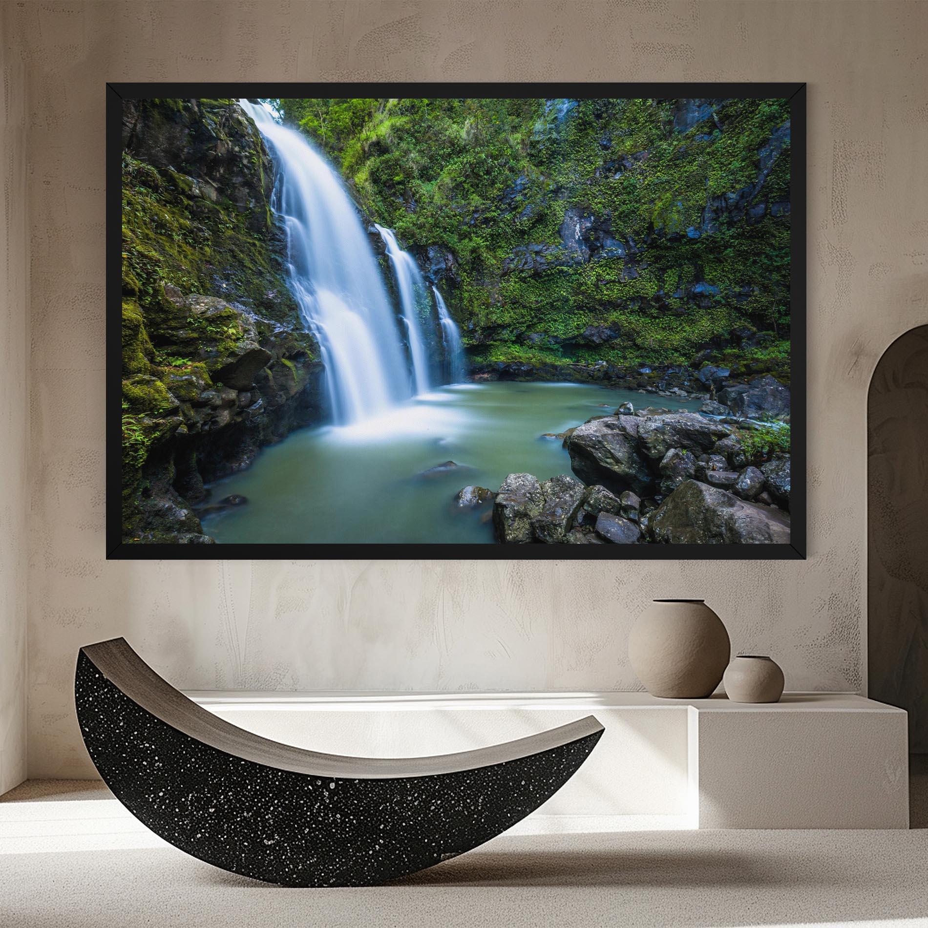 Leinwandbild Swimming In Waterfall mockup 8