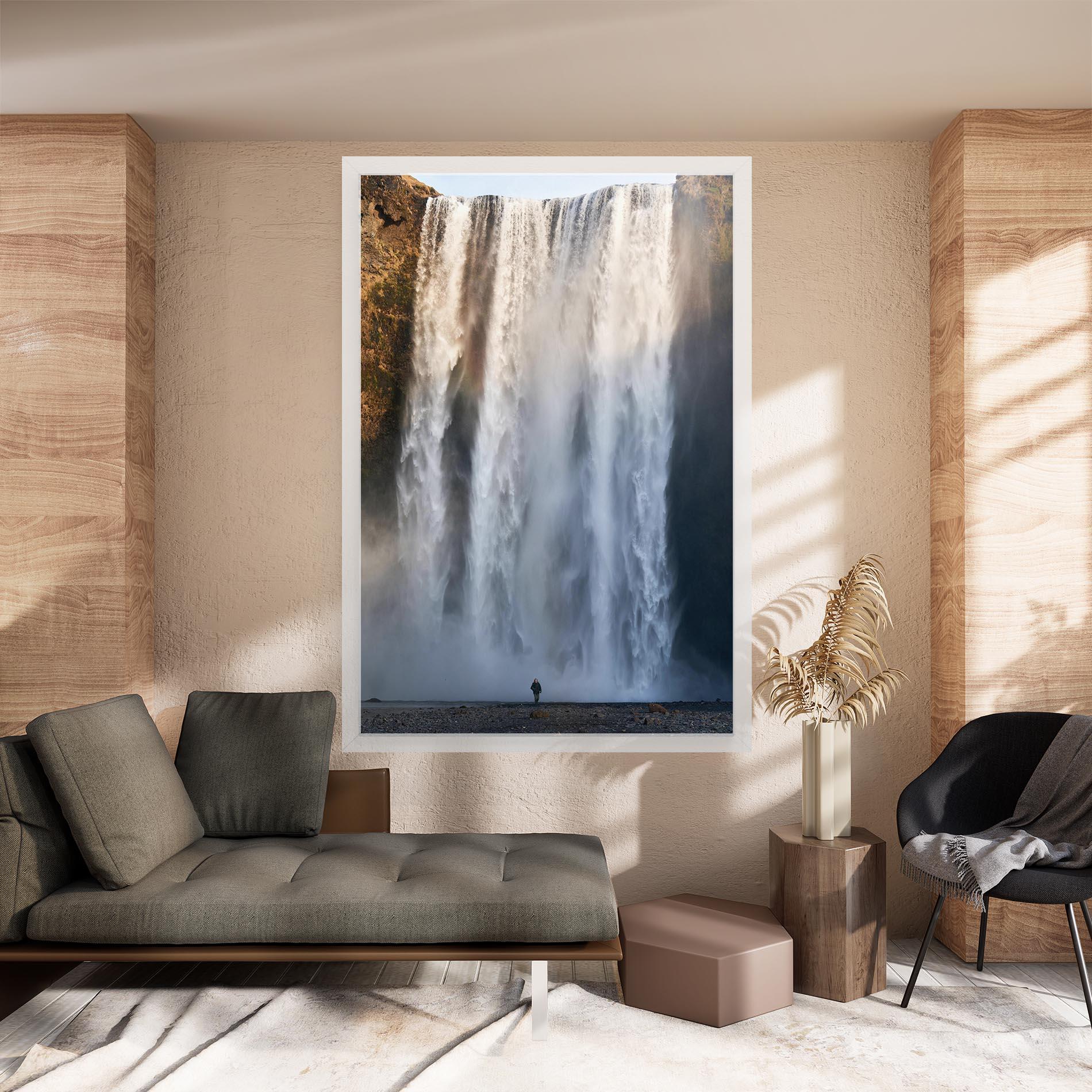 Leinwandbild Small Man Waterfall mockup 8