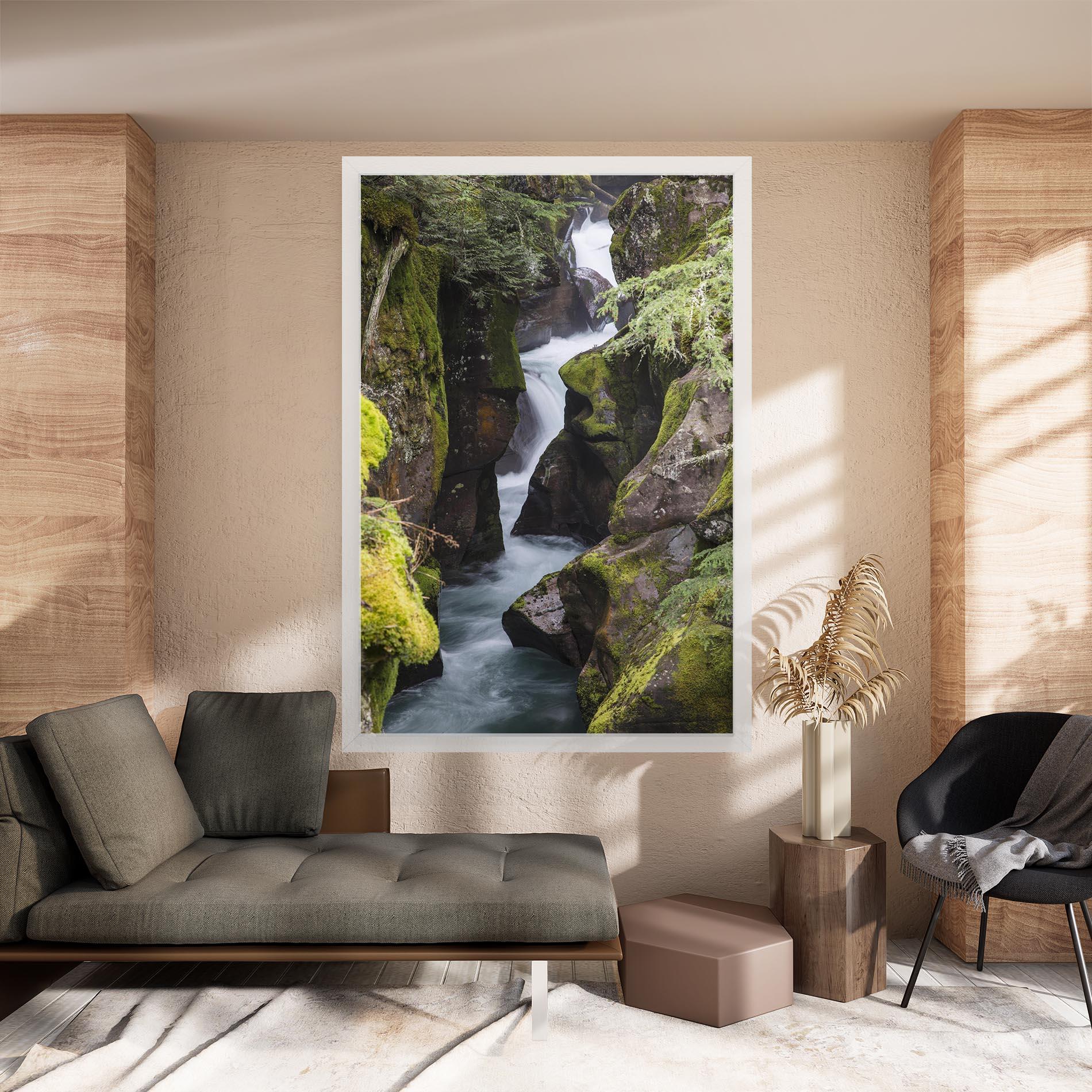 Leinwandbild Water Falling Forest mockup 8