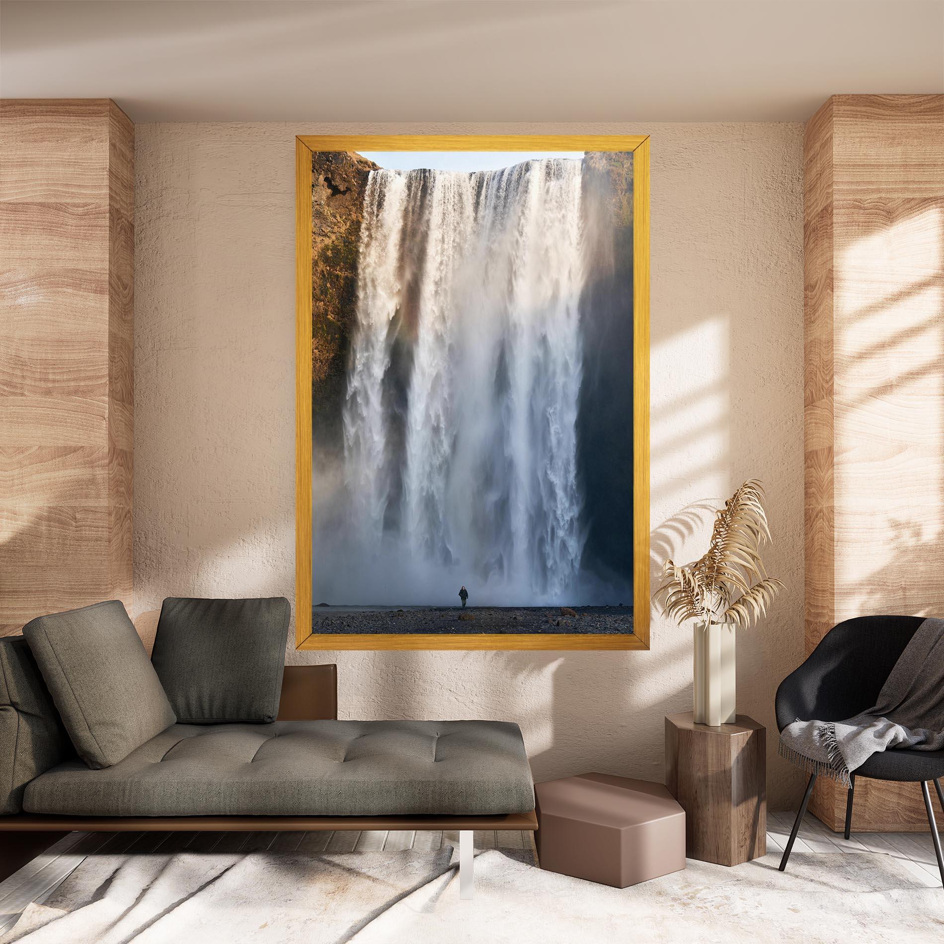 Leinwandbild Small Man Waterfall mockup 8