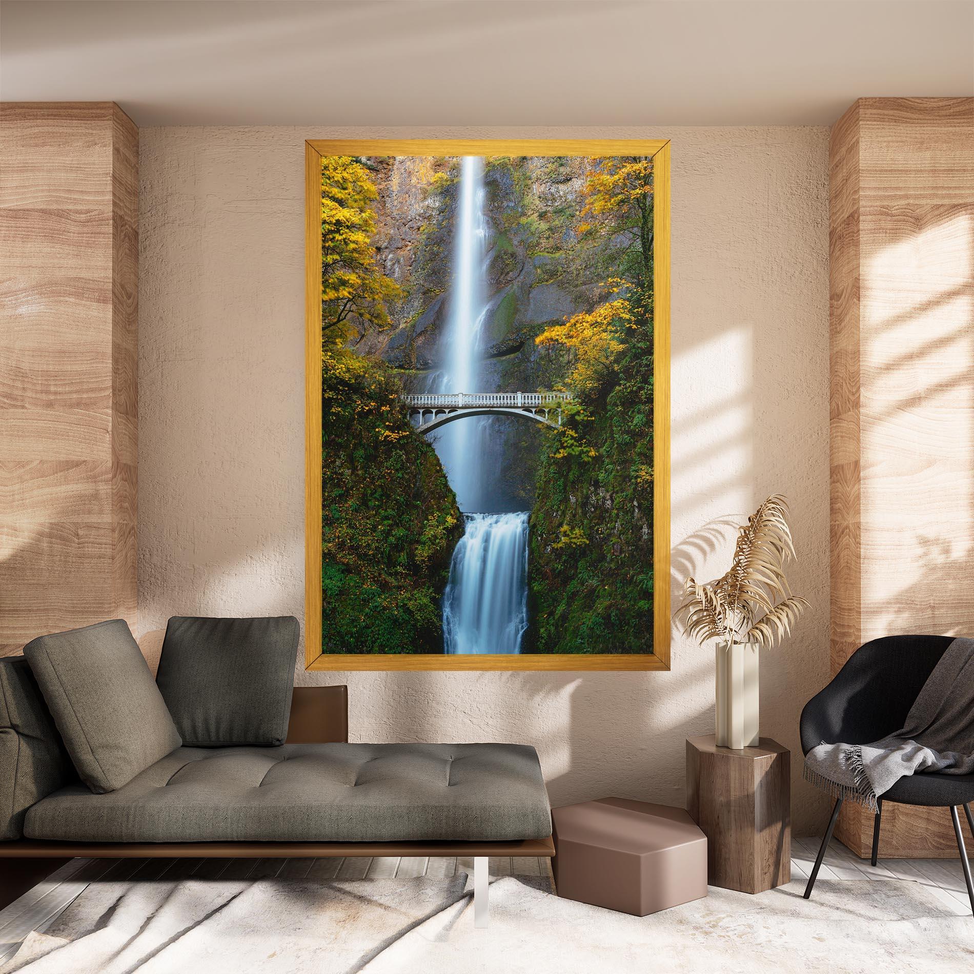 Leinwandbild Yellow Leaves Bridge mockup 8