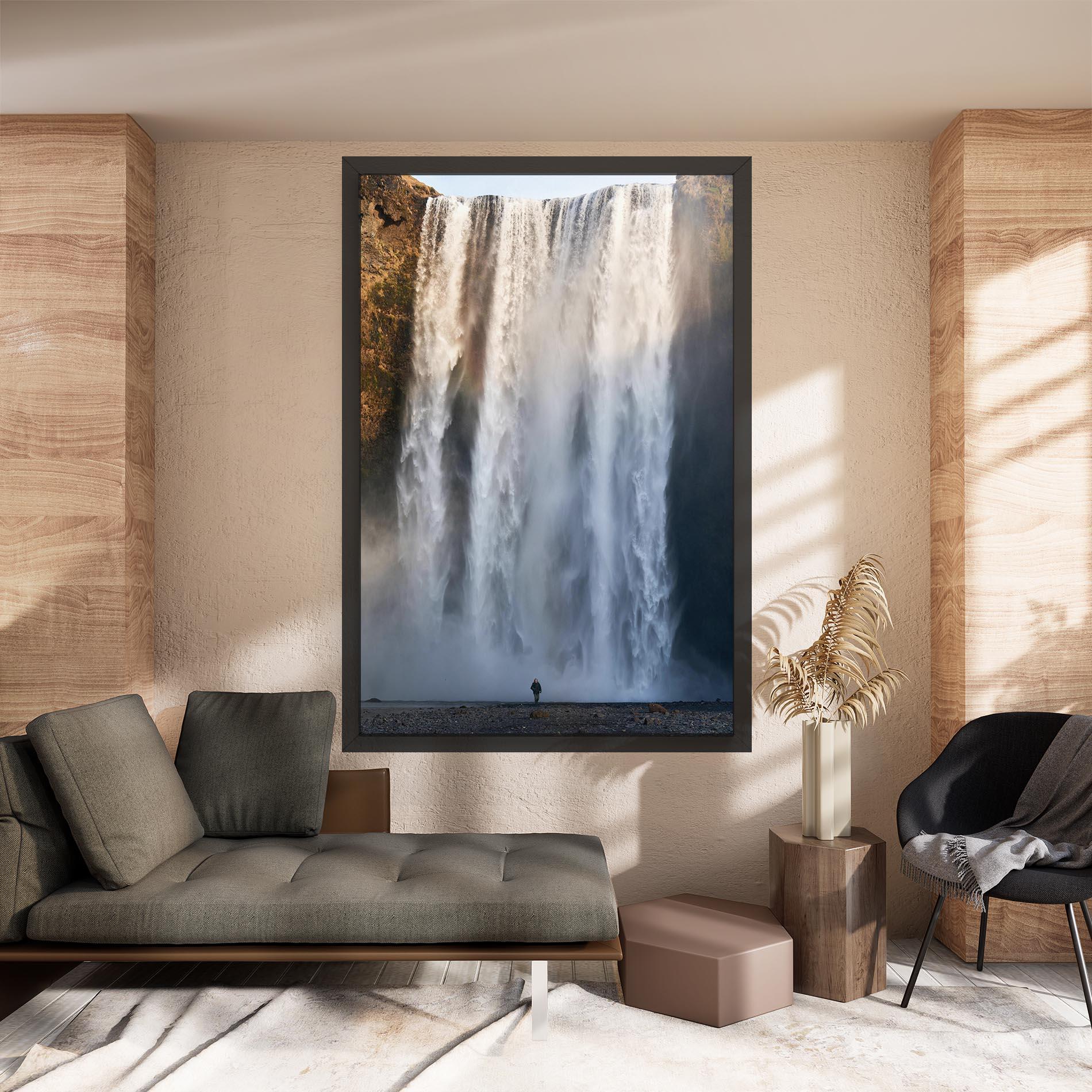 Leinwandbild Small Man Waterfall mockup 8