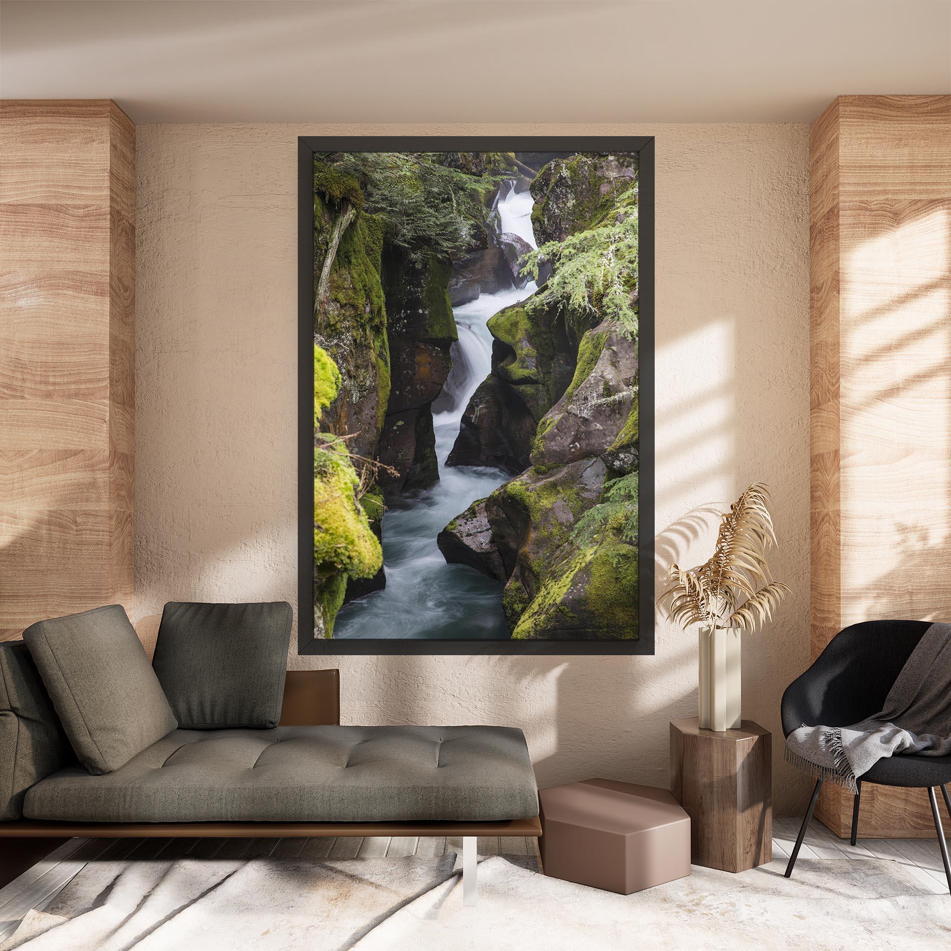 Leinwandbild Water Falling Forest mockup 8