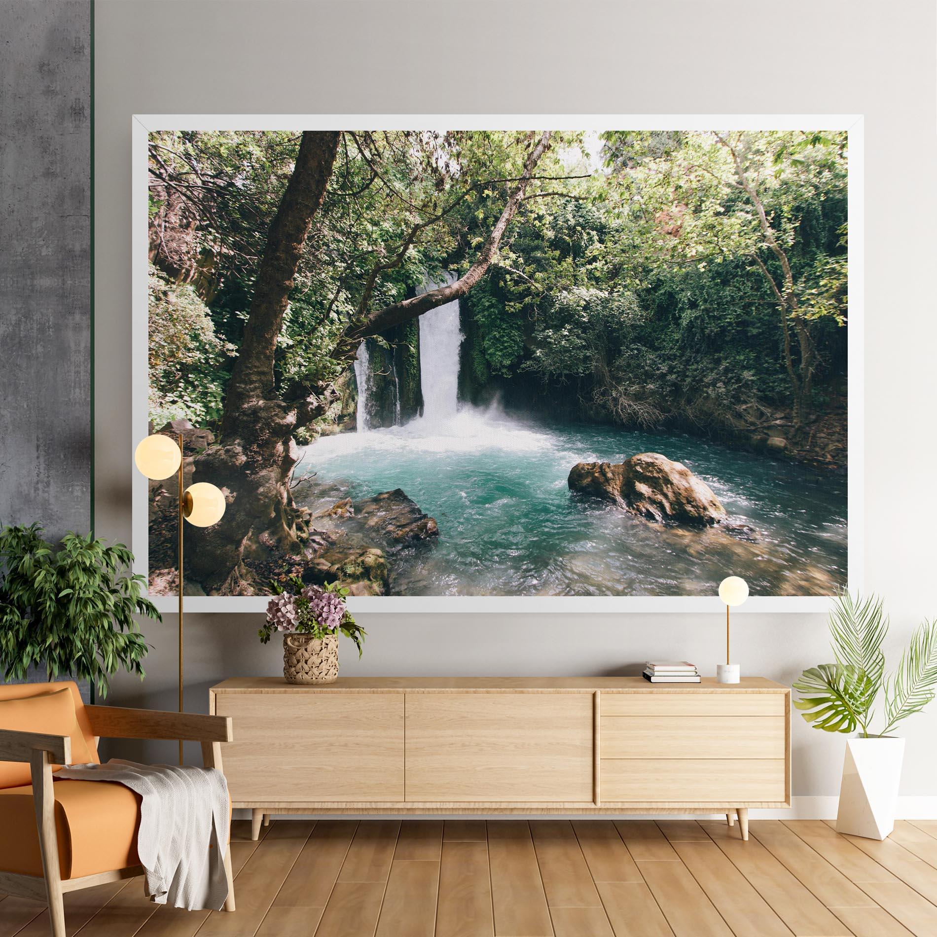 Leinwandbild Beautiful Blue Waterfall mockup 9