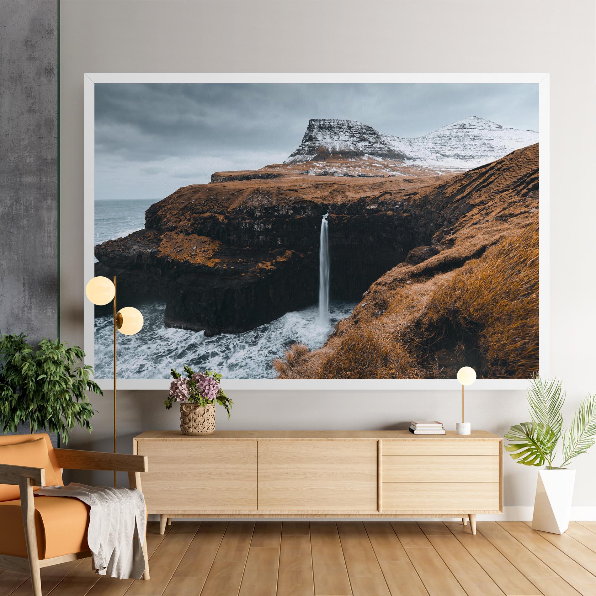 Leinwandbild Black Houses Waterfall mockup 9