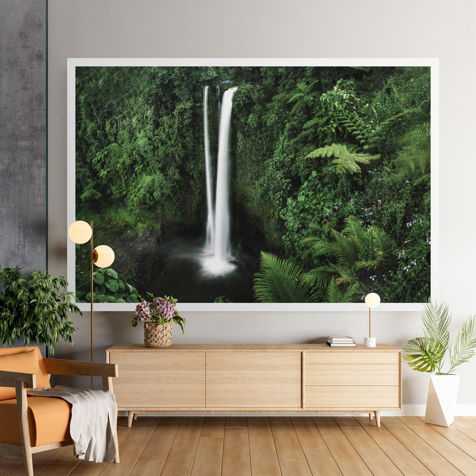 Leinwandbild Green Nature Waterfall mockup 9
