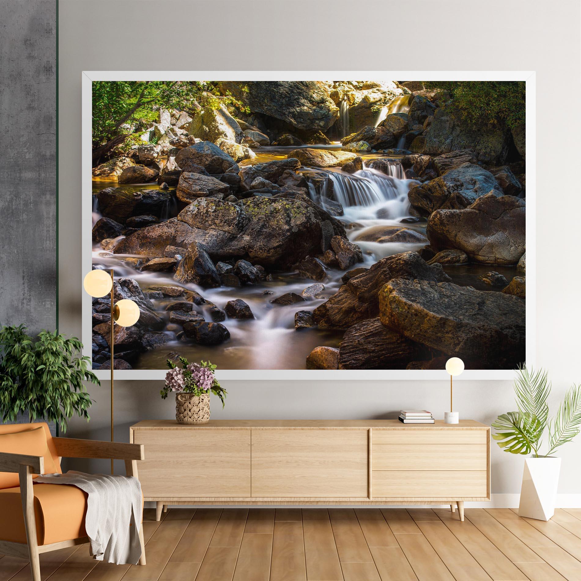 Leinwandbild Nature Rocks Waterfall mockup 9