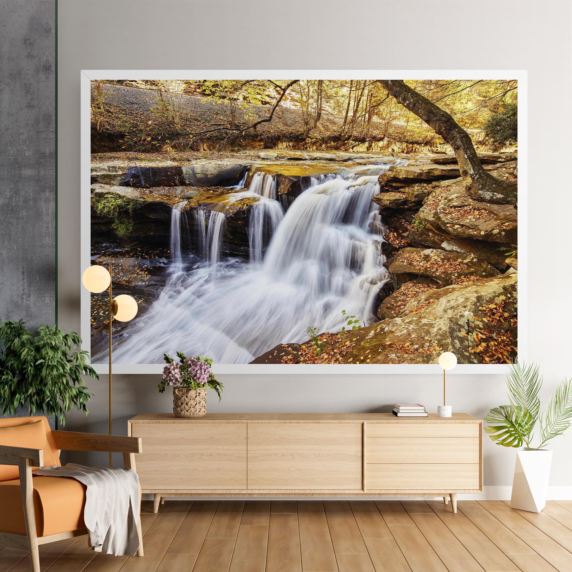 Leinwandbild Pretty Autumn Waterfall mockup 9