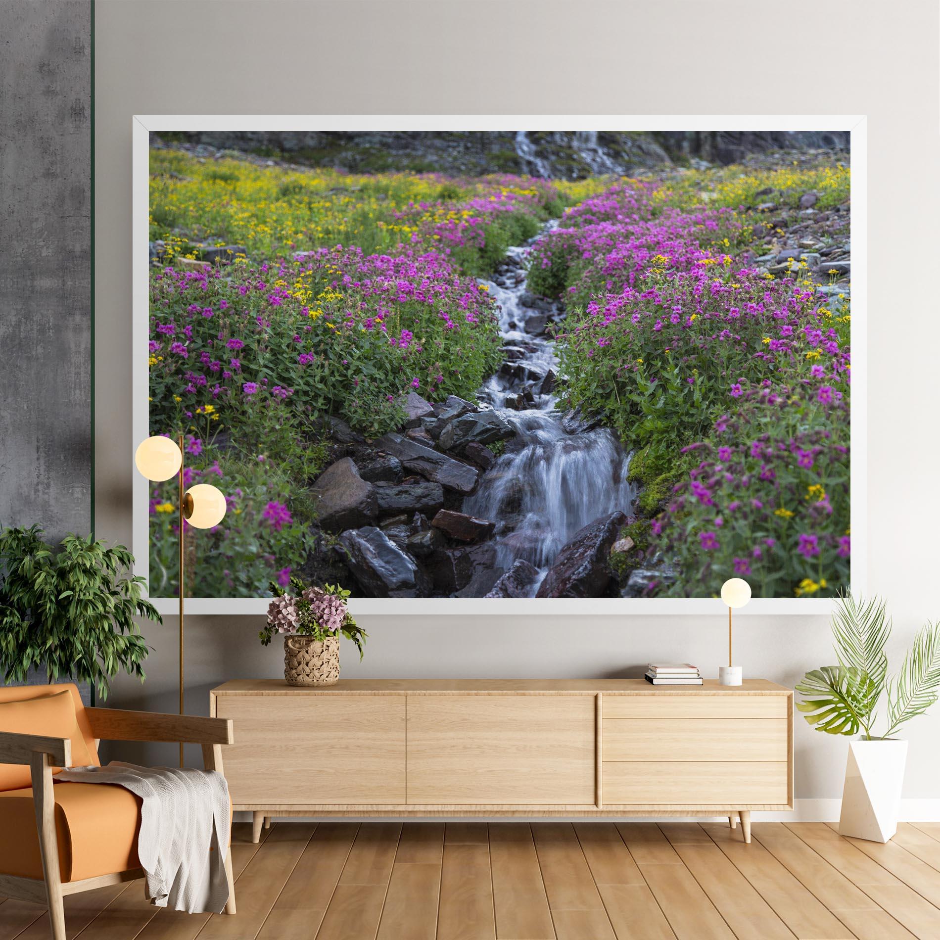 Leinwandbild Purple Field Waterfall mockup 9