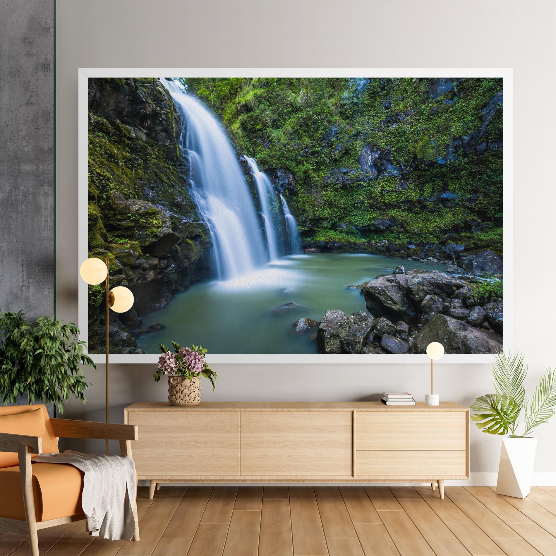 Leinwandbild Swimming In Waterfall mockup 9