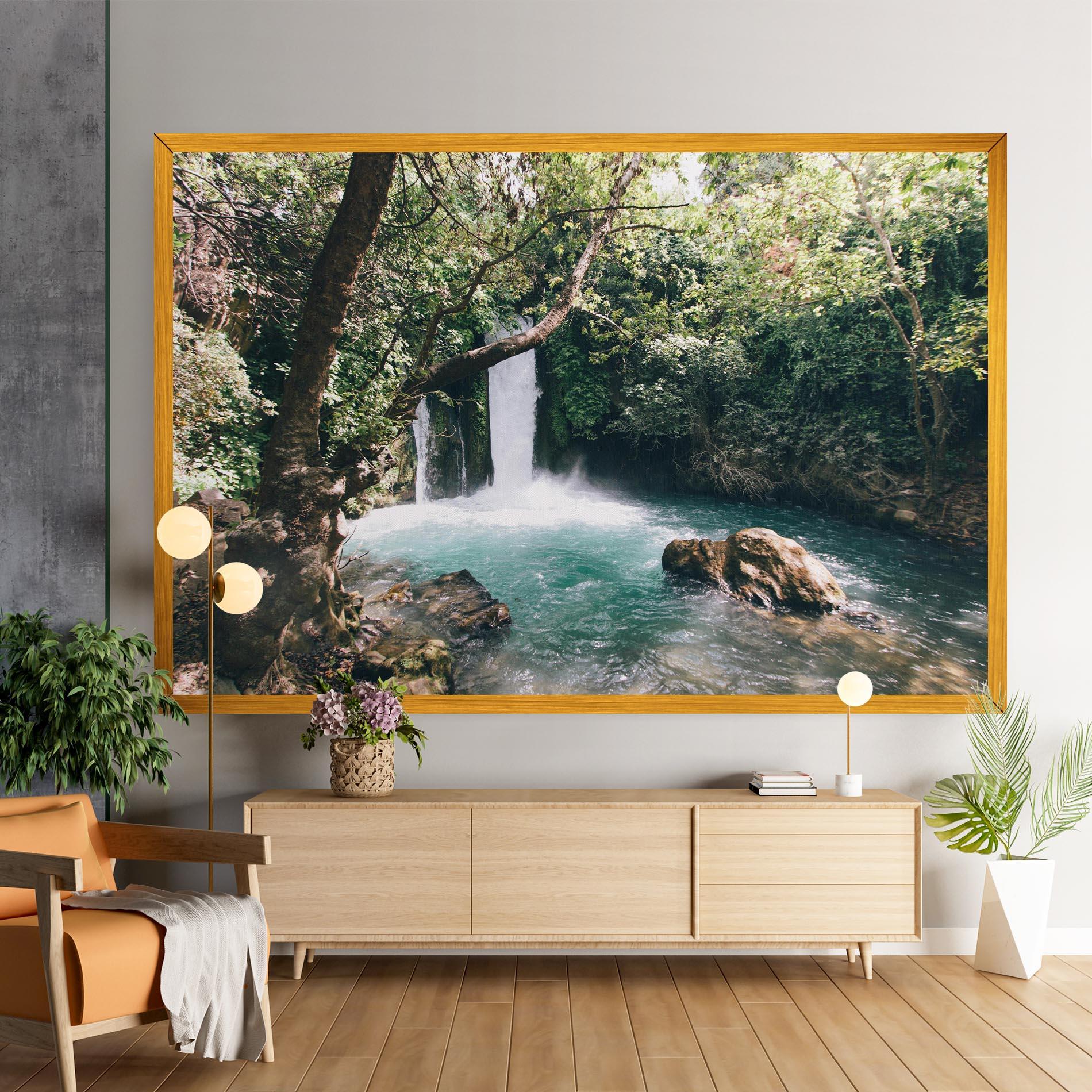 Leinwandbild Beautiful Blue Waterfall mockup 9