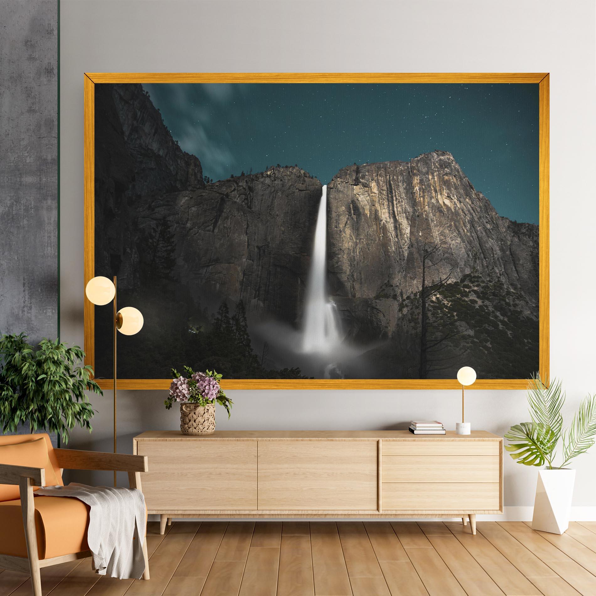 Leinwandbild Dark Blue Sky Waterfall mockup 9